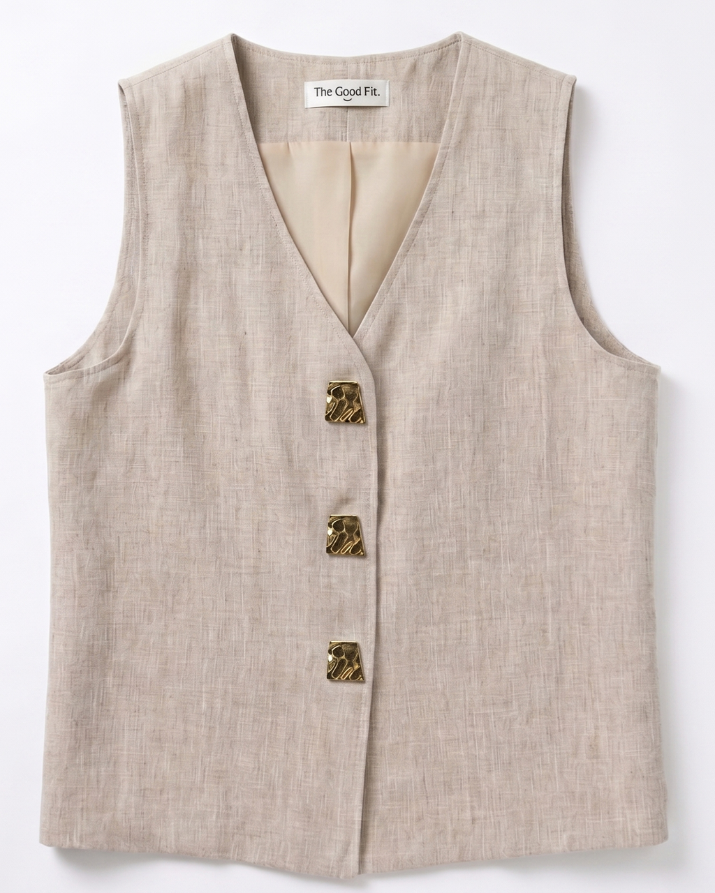 The Gold Button Linen Vest.