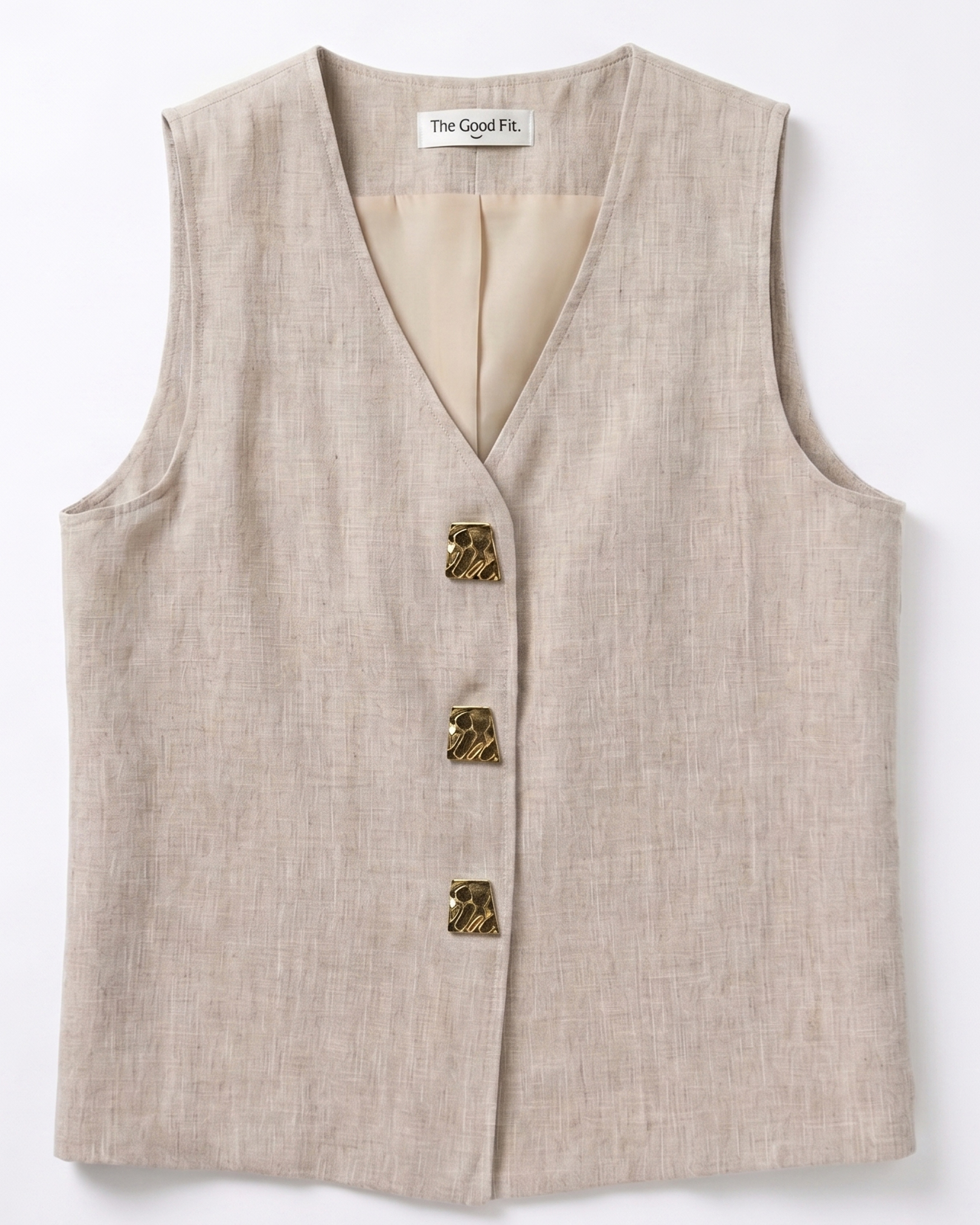 The Gold Button Linen Vest.