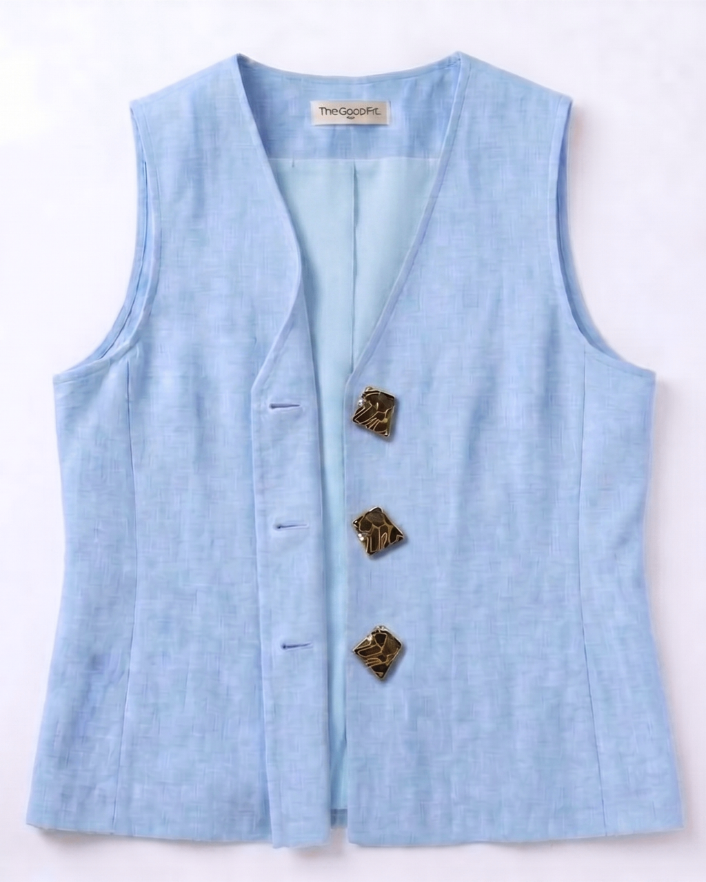 The Gold Button Linen Vest.