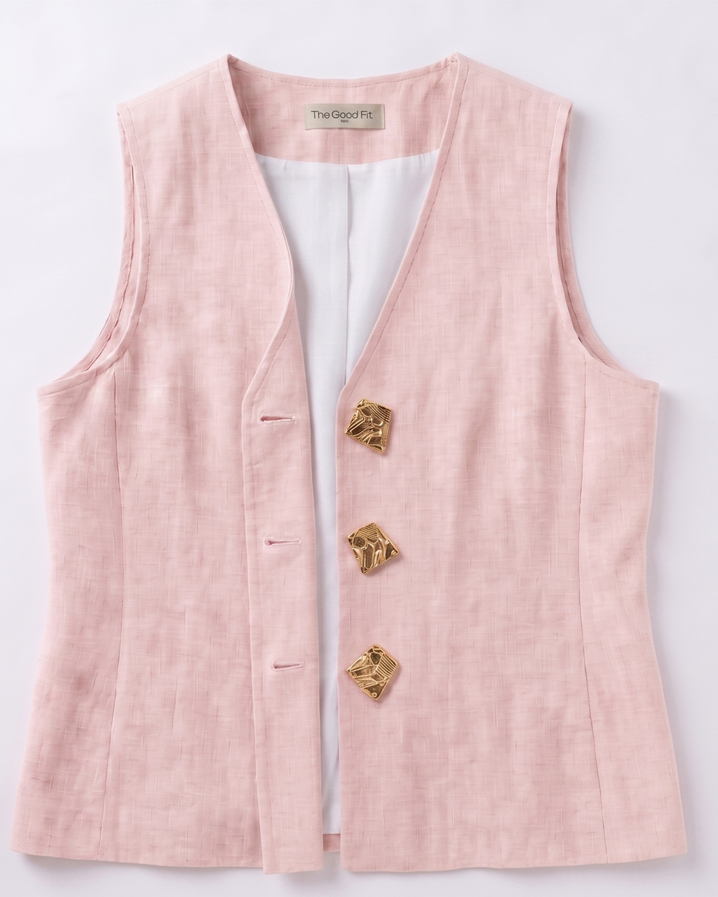 The Gold Button Linen Vest.