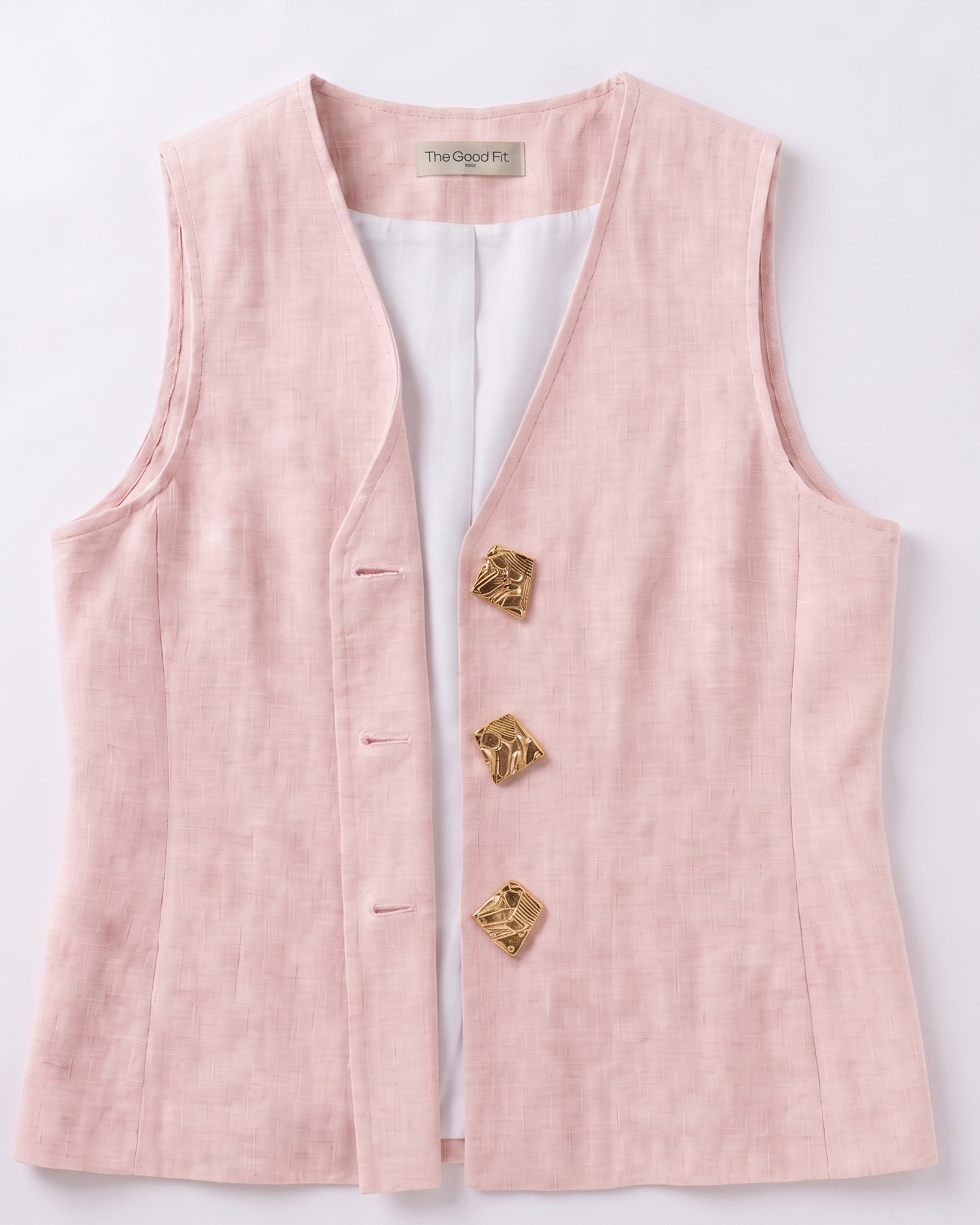 The Gold Button Linen Vest.