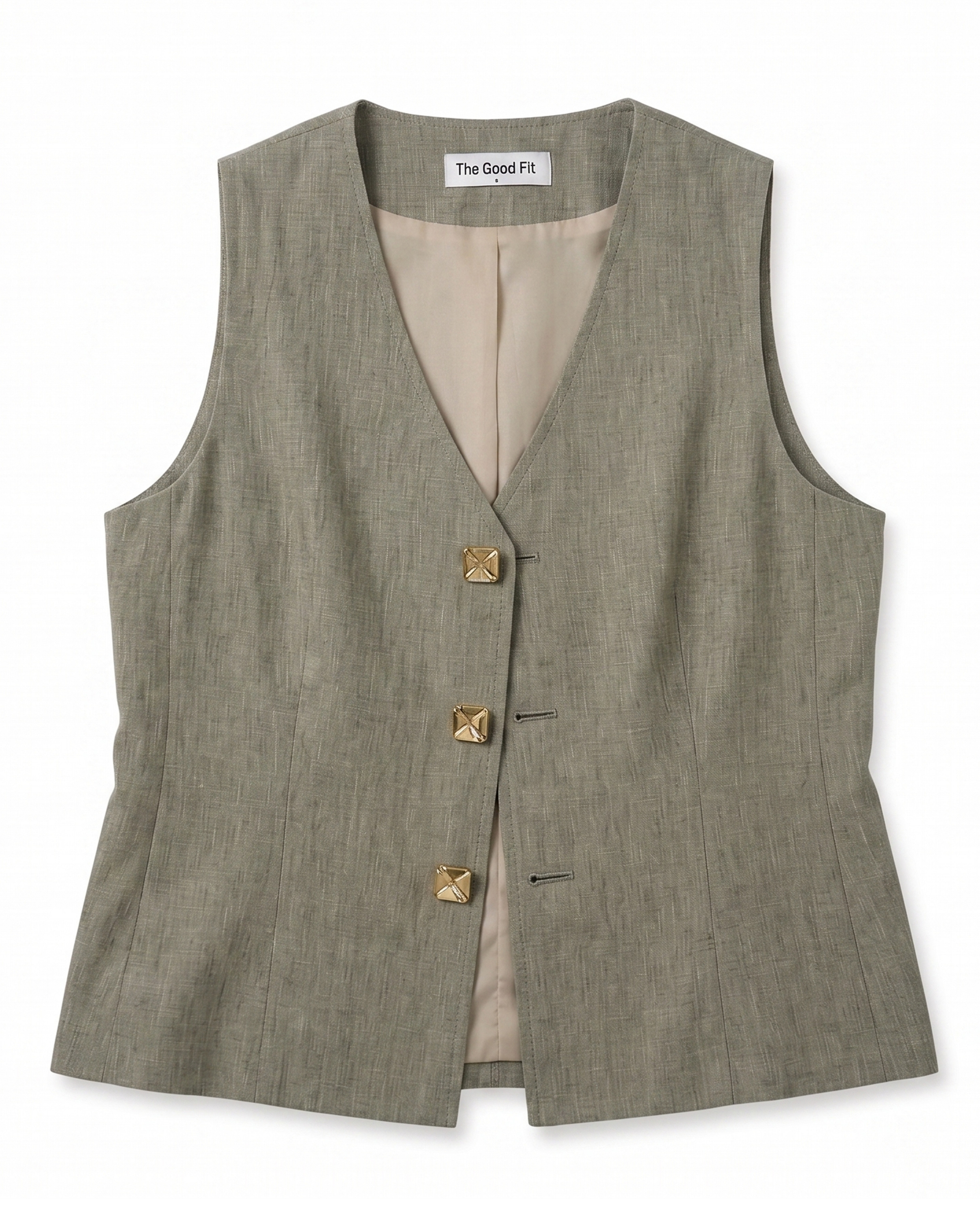 The Gold Button Linen Vest.
