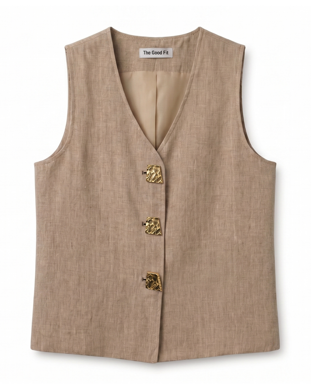 The Gold Button Linen Vest.
