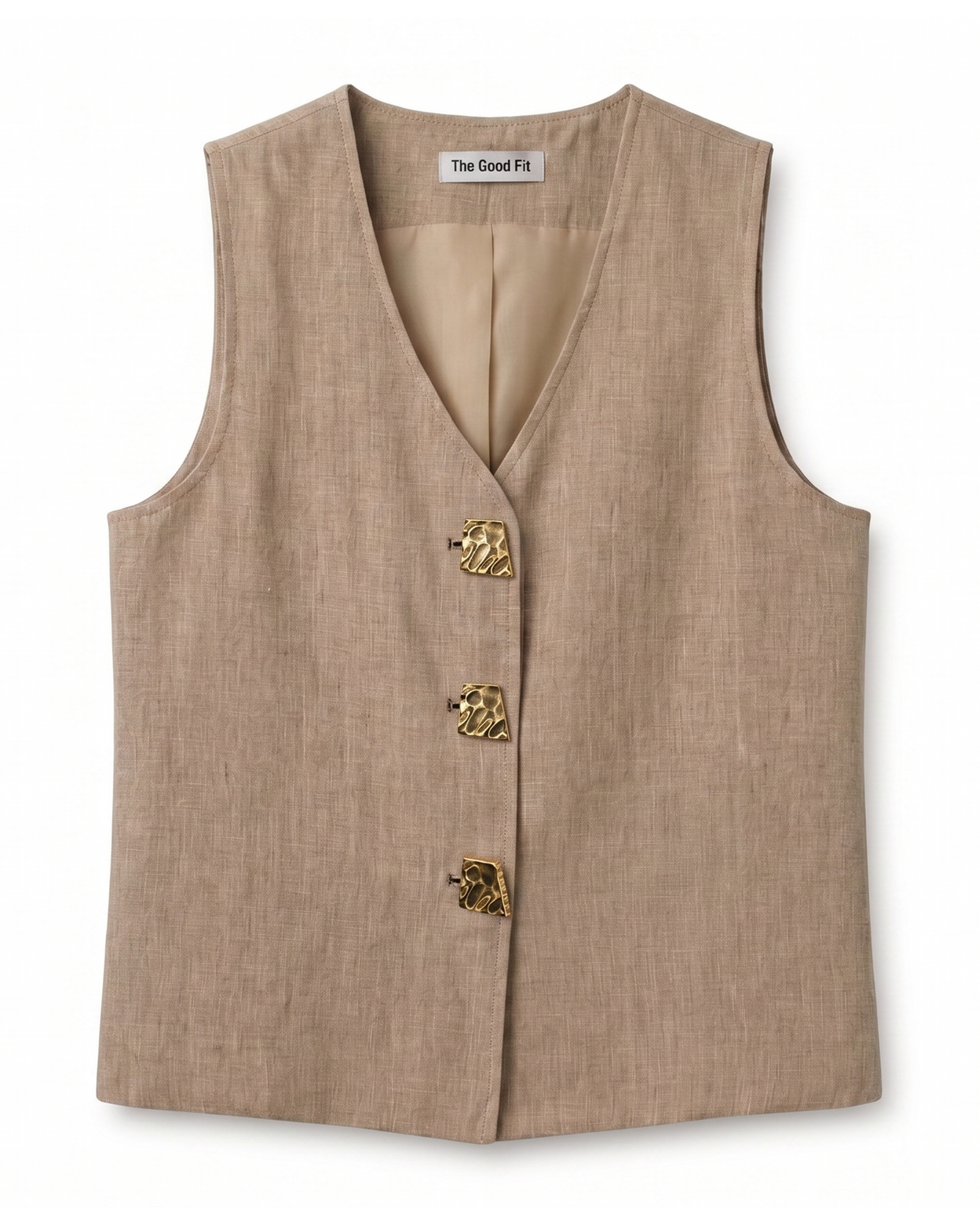 The Gold Button Linen Vest.