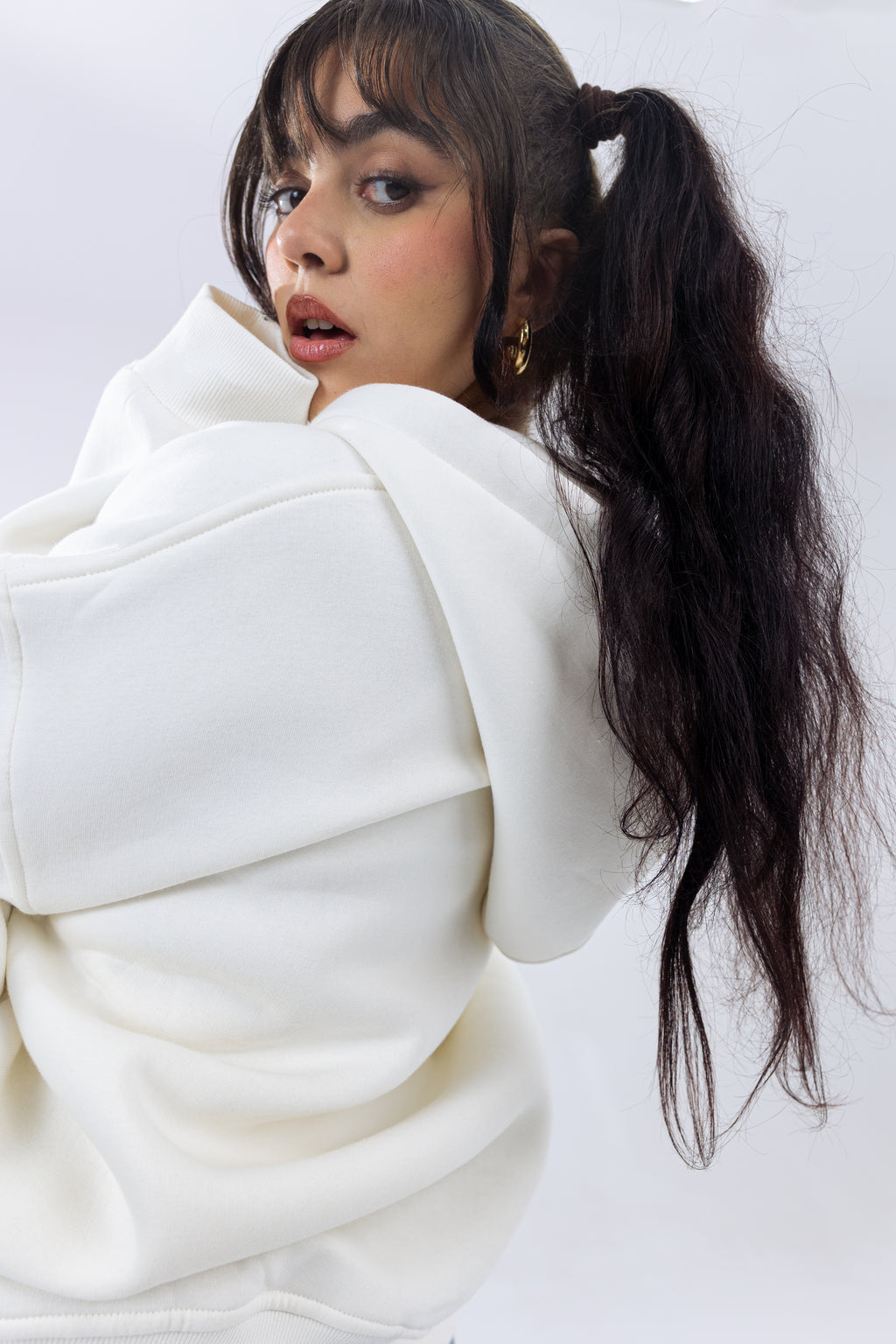 Winged Denim Zip Hoodie.