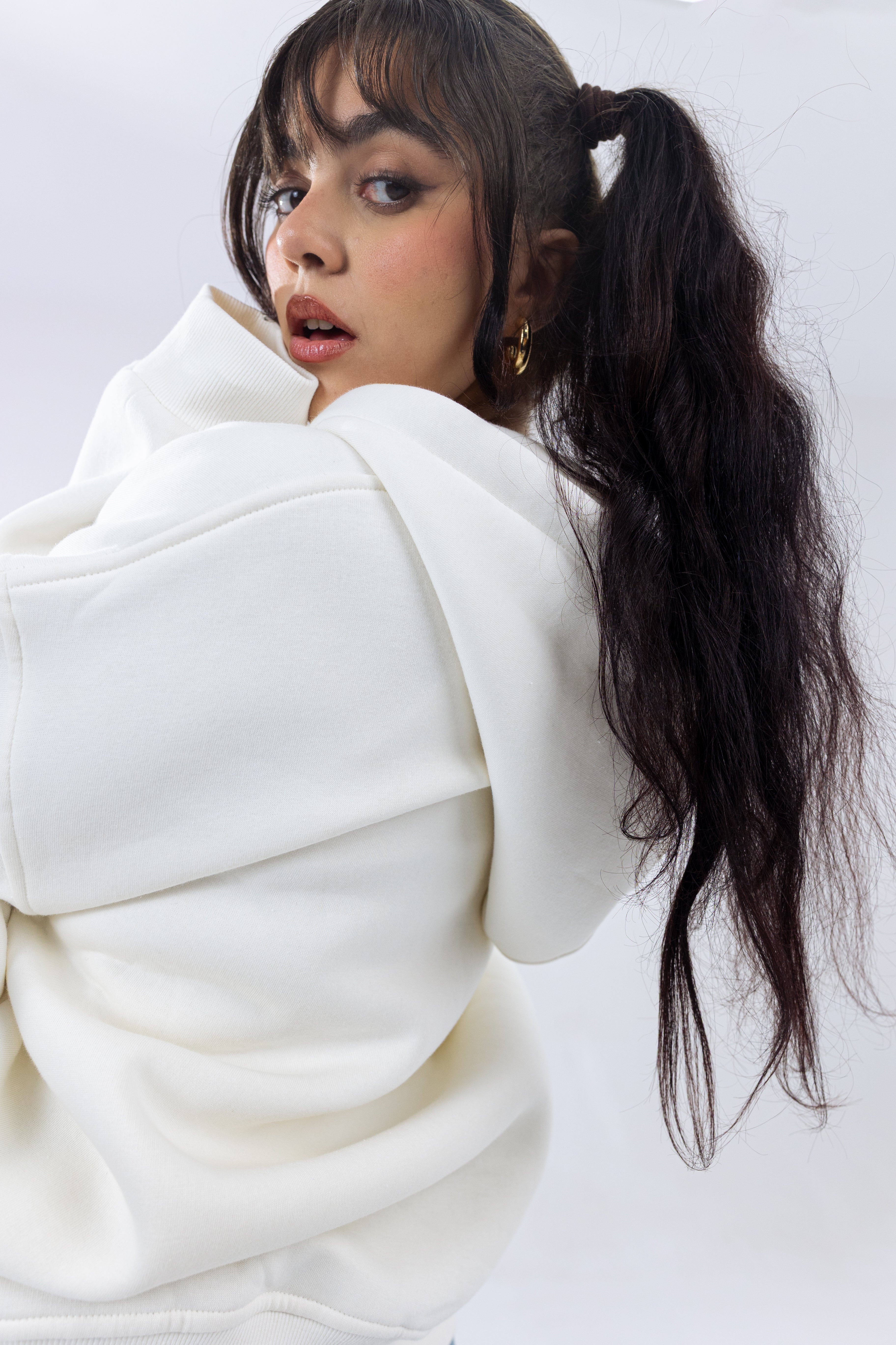 Winged Denim Zip Hoodie.