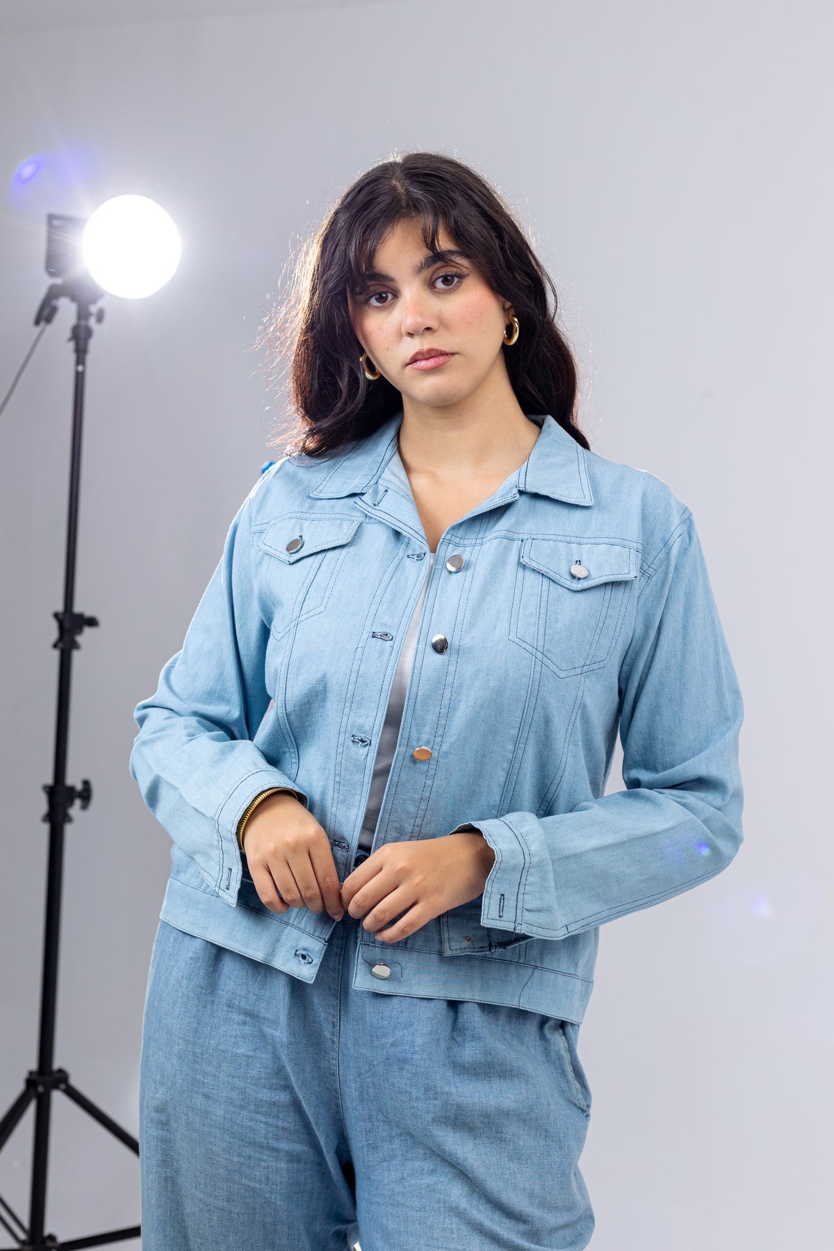 Denim Wave Print Jacket.