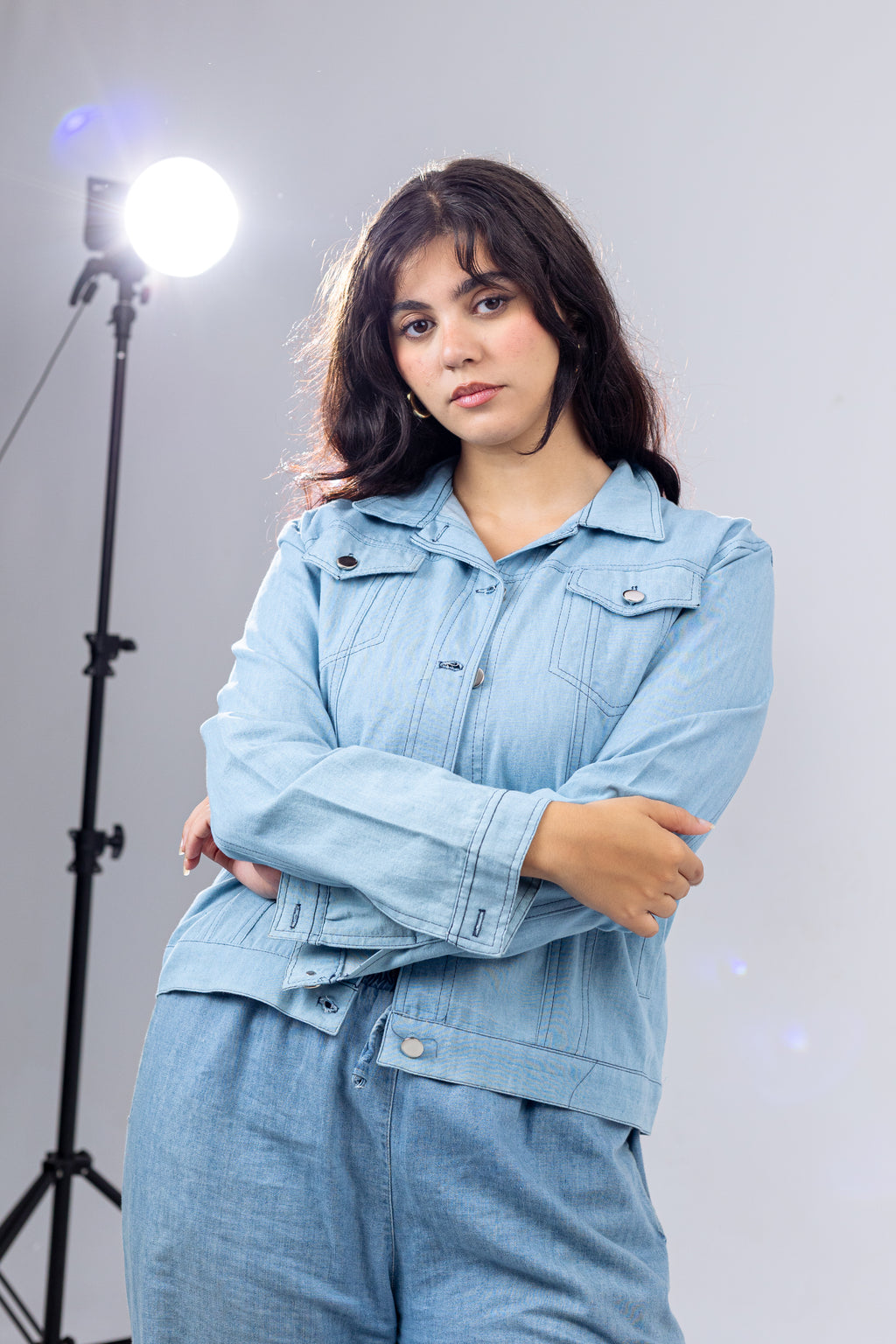 Denim Wave Print Jacket.