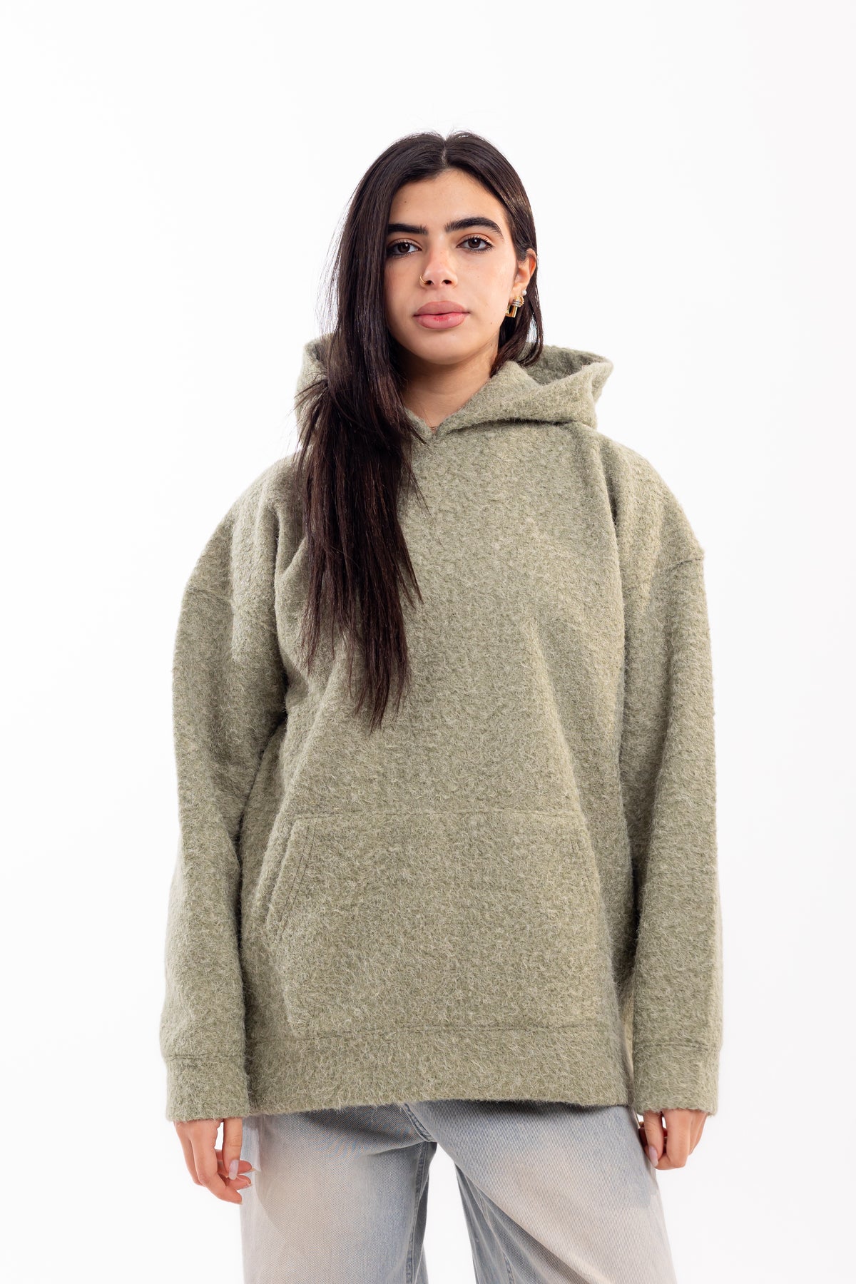 Mohair Knit Hoodie.