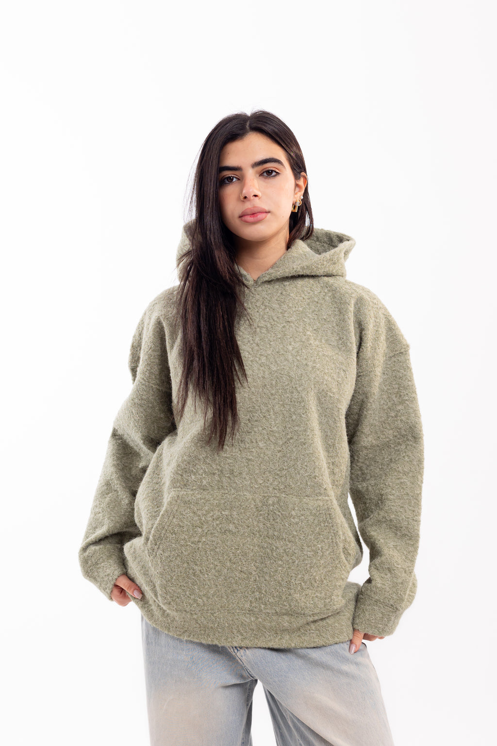 Mohair Knit Hoodie.