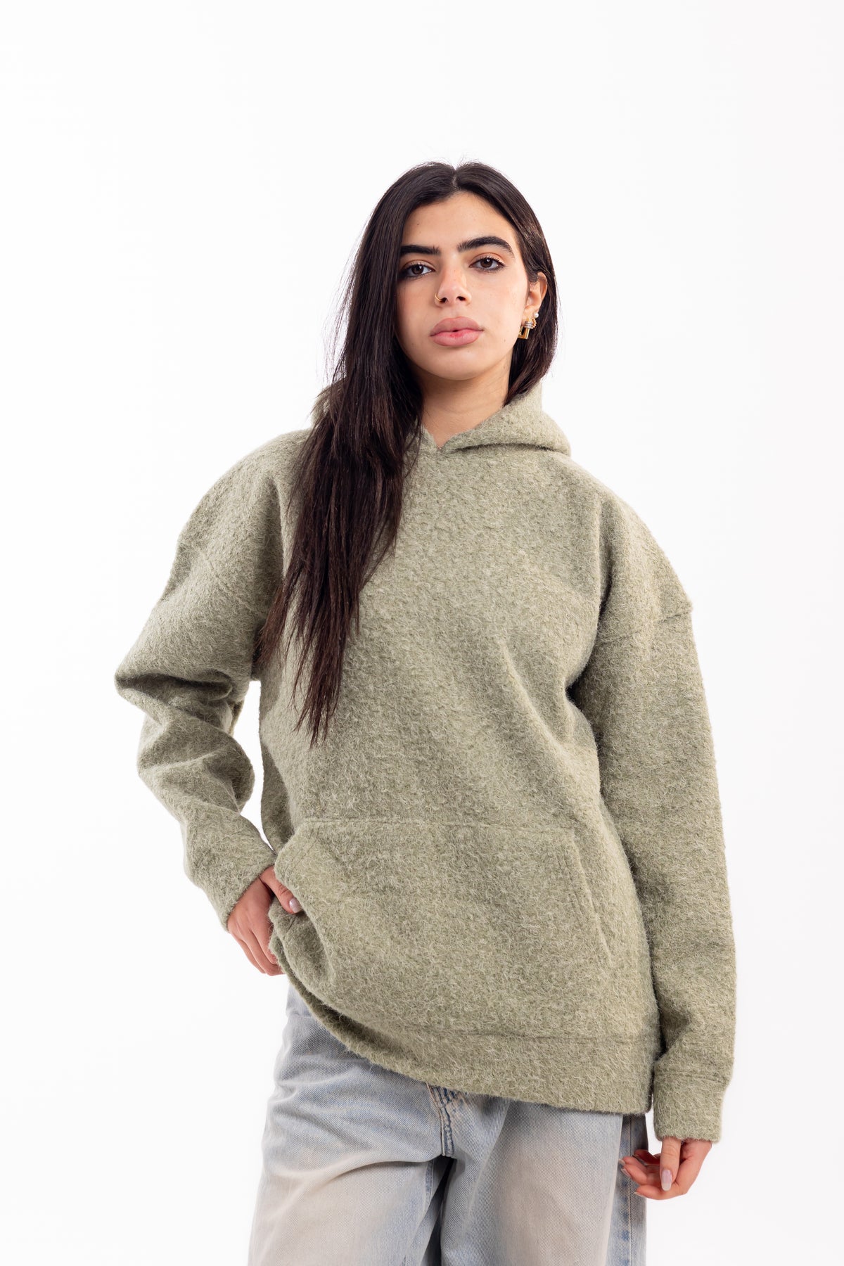 Mohair Knit Hoodie.
