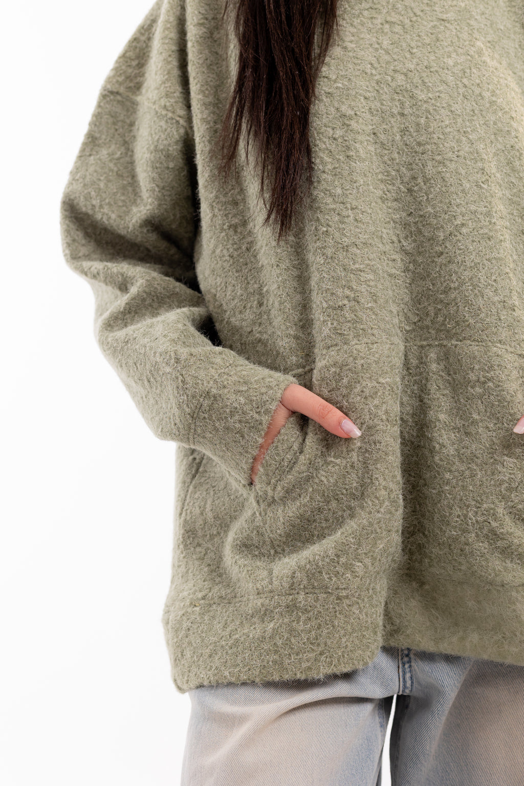 Mohair Knit Hoodie.