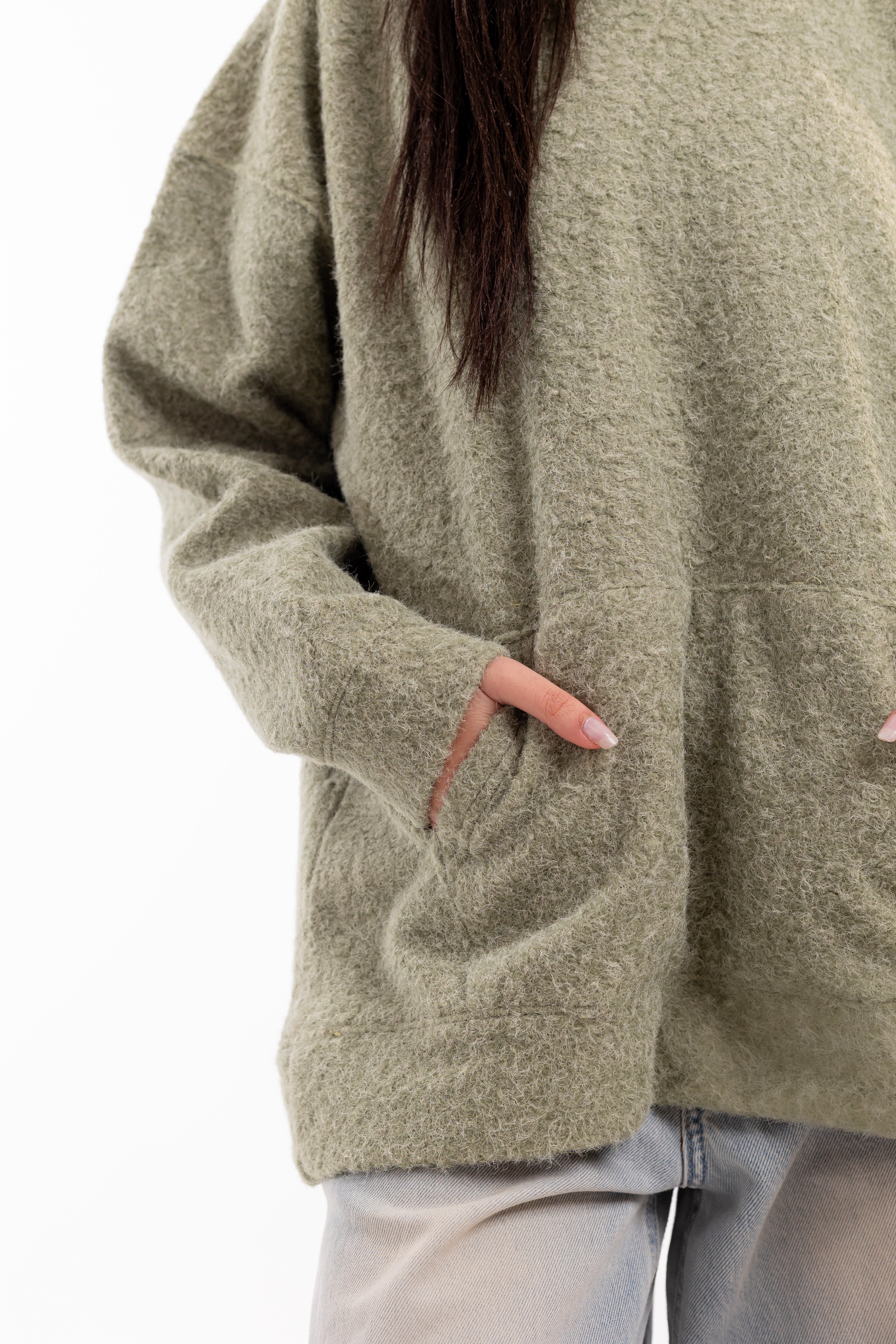 Mohair Knit Hoodie.