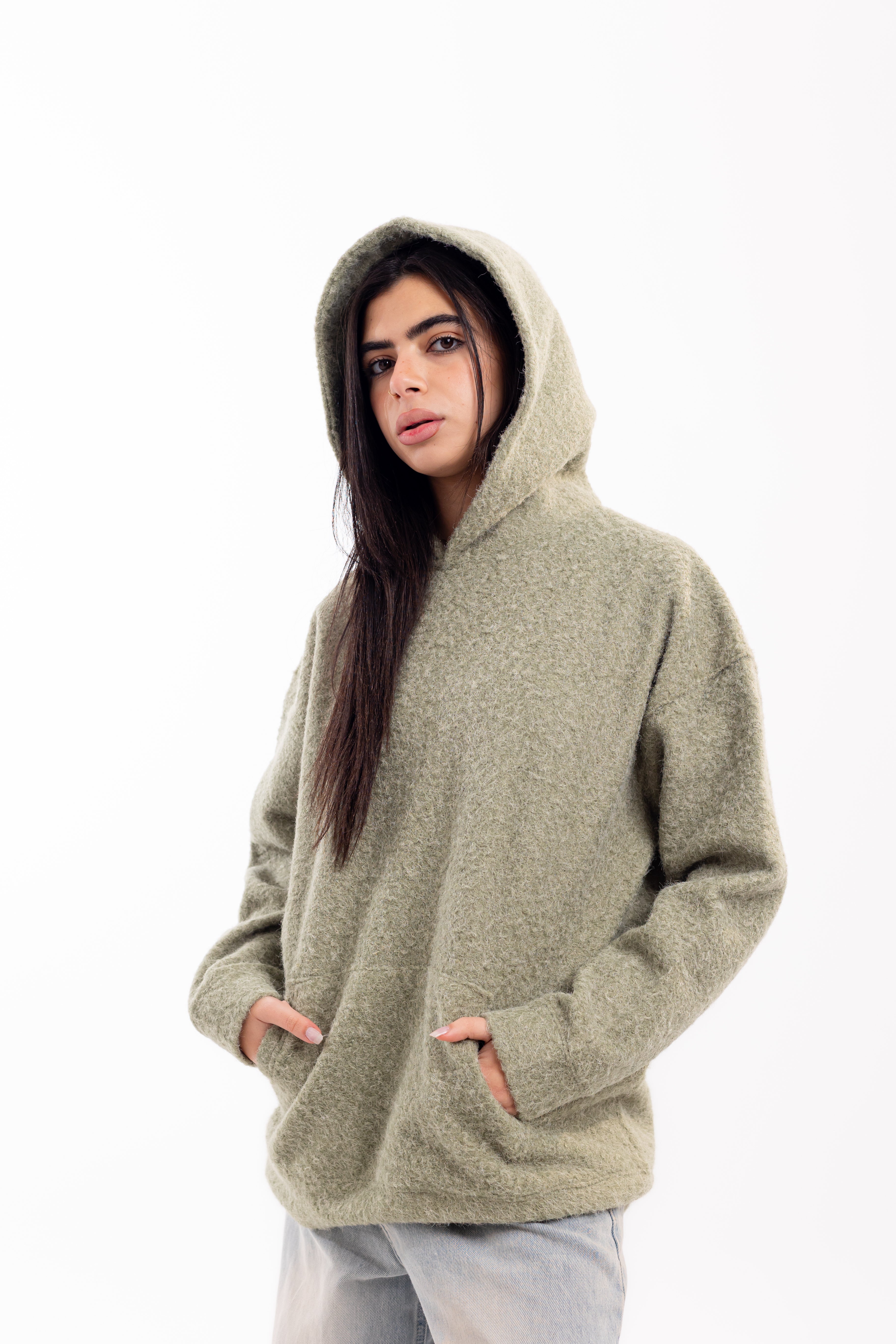 Mohair Knit Hoodie.