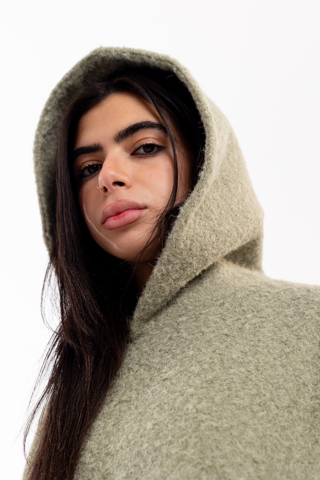 Mohair Knit Hoodie.