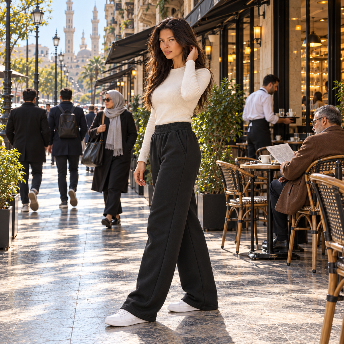 Wide-Leg Sweatpants.