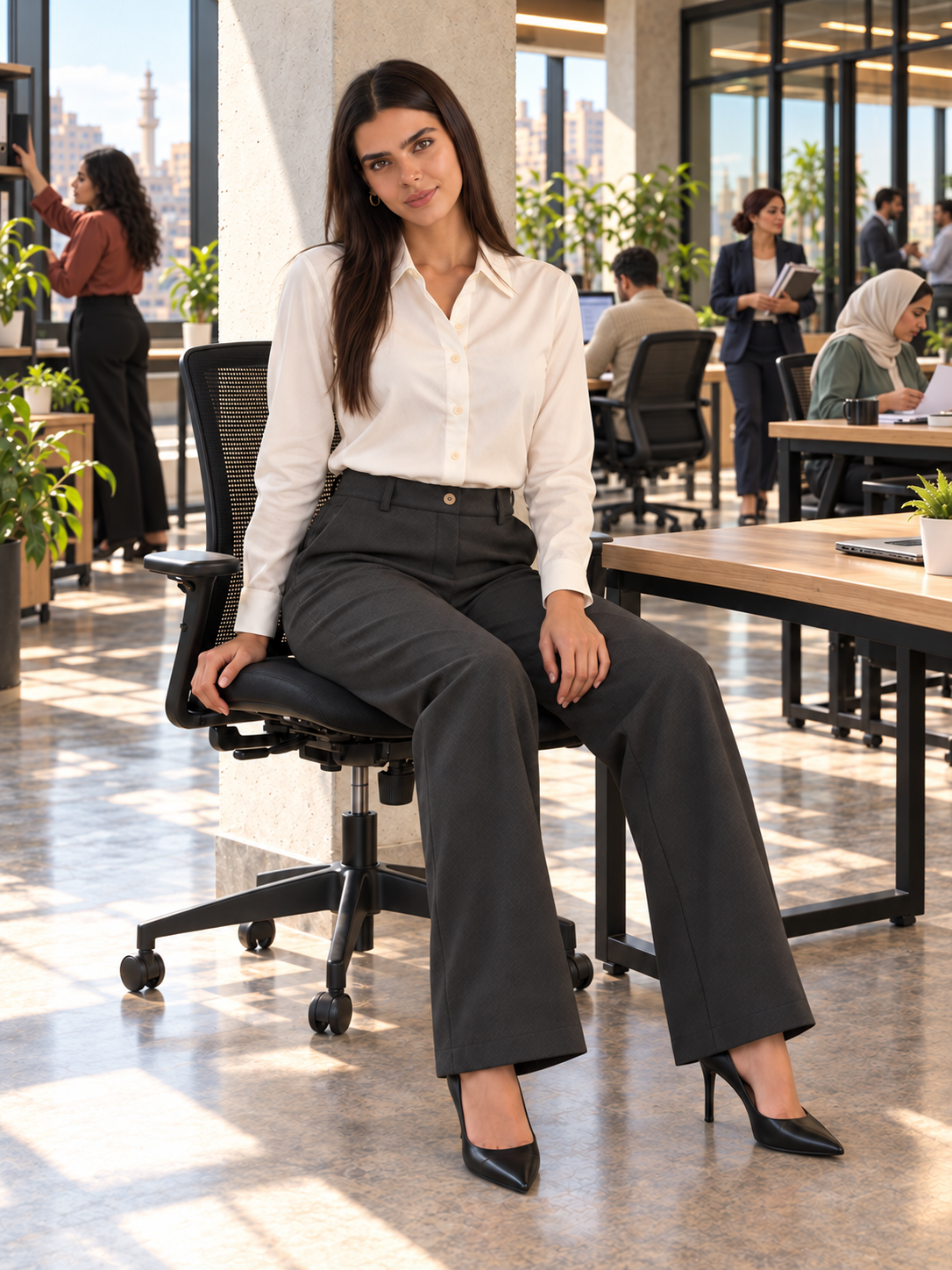 Tailored Wide-Leg Trousers.
