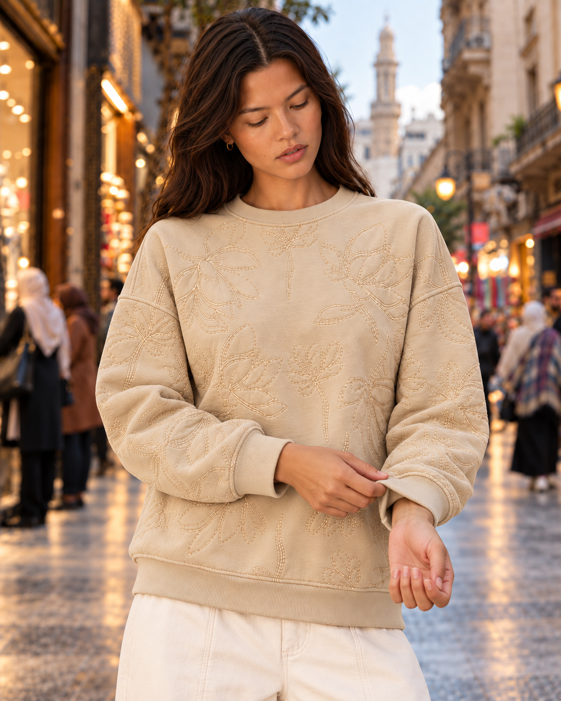 Floral Embroidered Sweatshirt.
