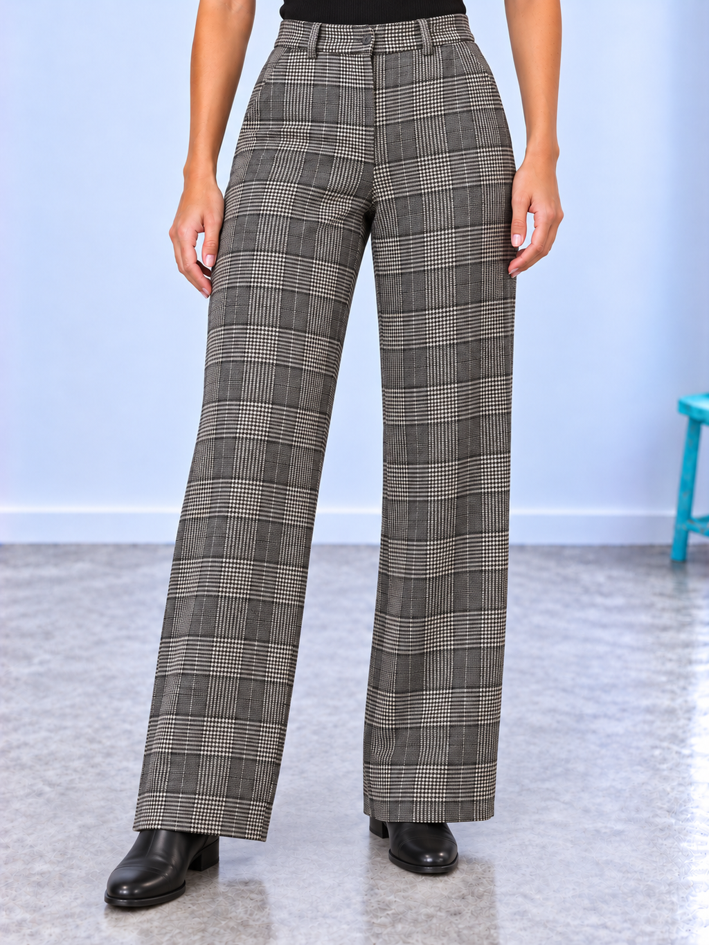 Checked Tailored Trousers.