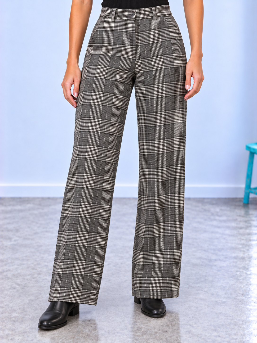 Checked Tailored Trousers.