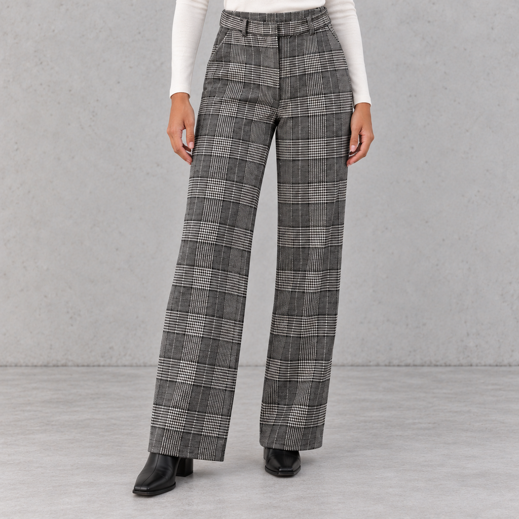 Checked Tailored Trousers.