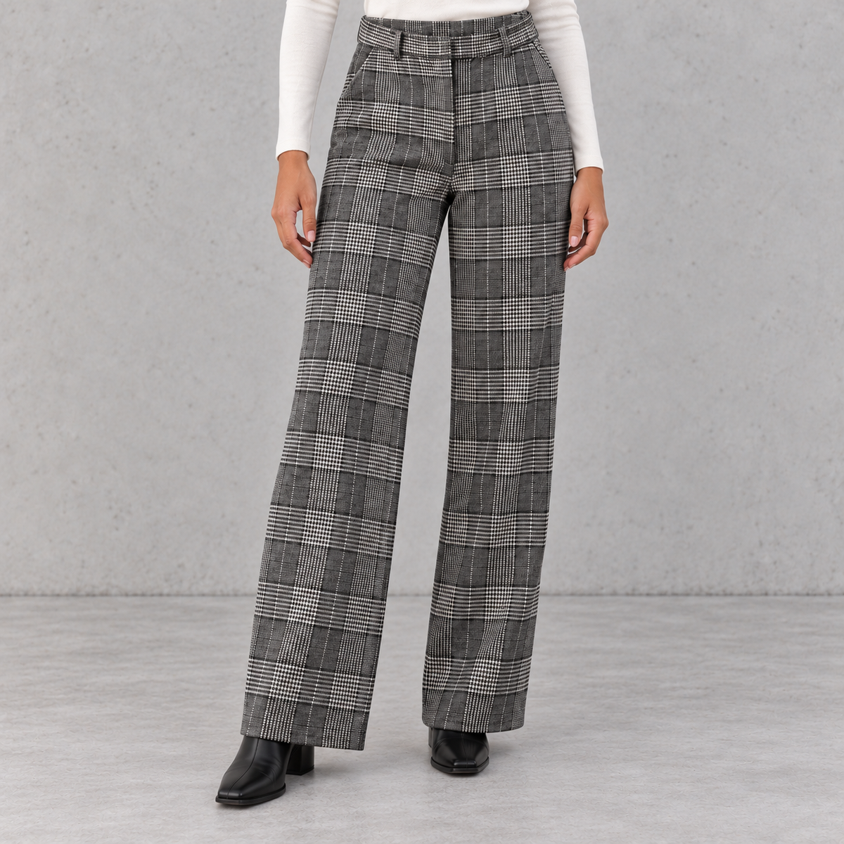 Checked Tailored Trousers.