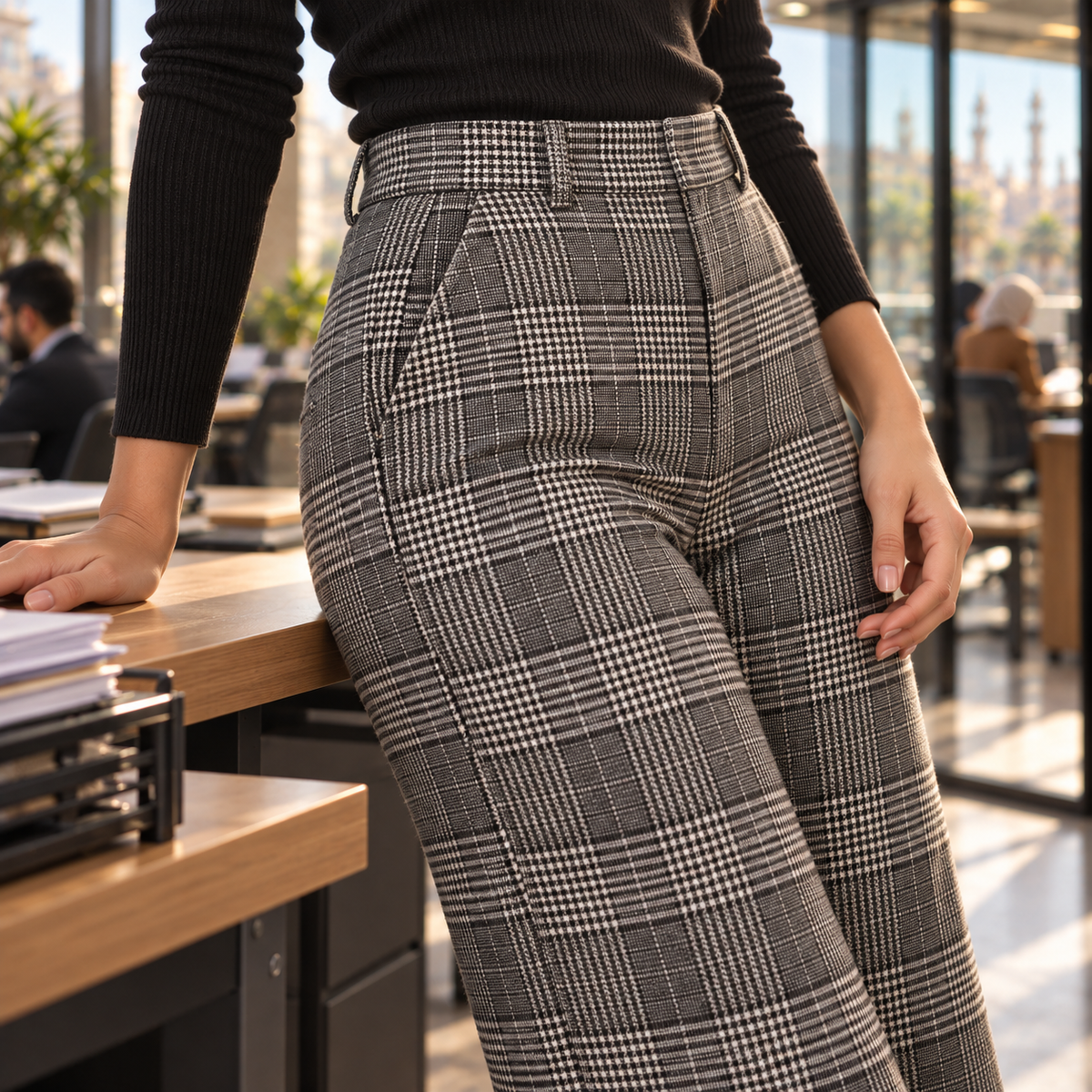 Checked Tailored Trousers.