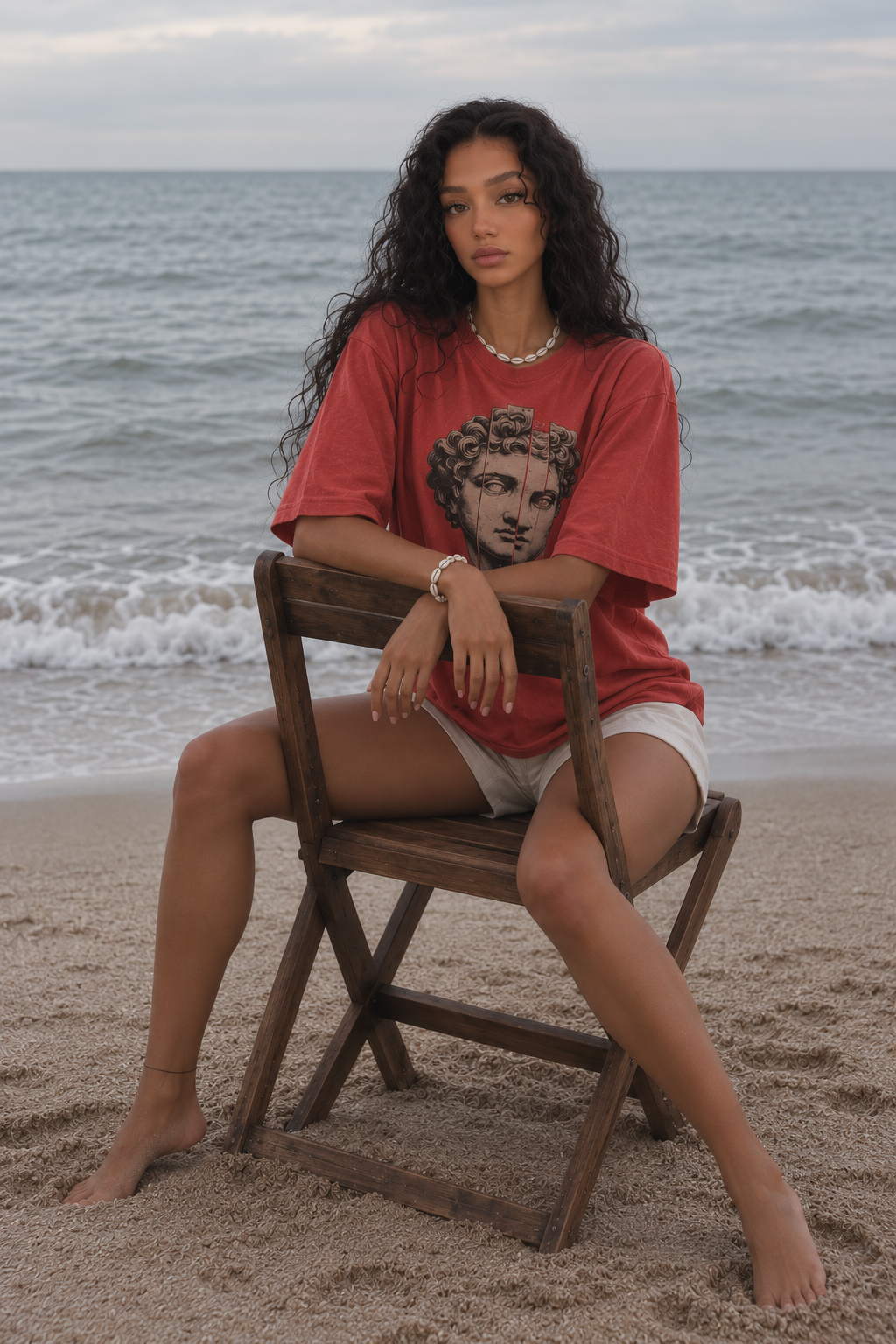 Lightweight Oversized Roman Print Shirt.