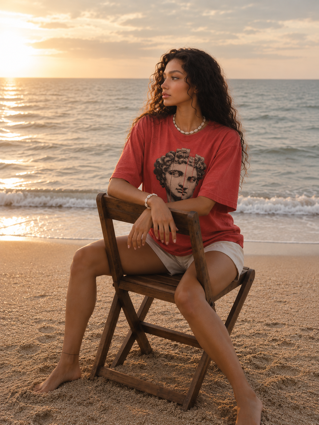 Lightweight Oversized Roman Print Shirt.