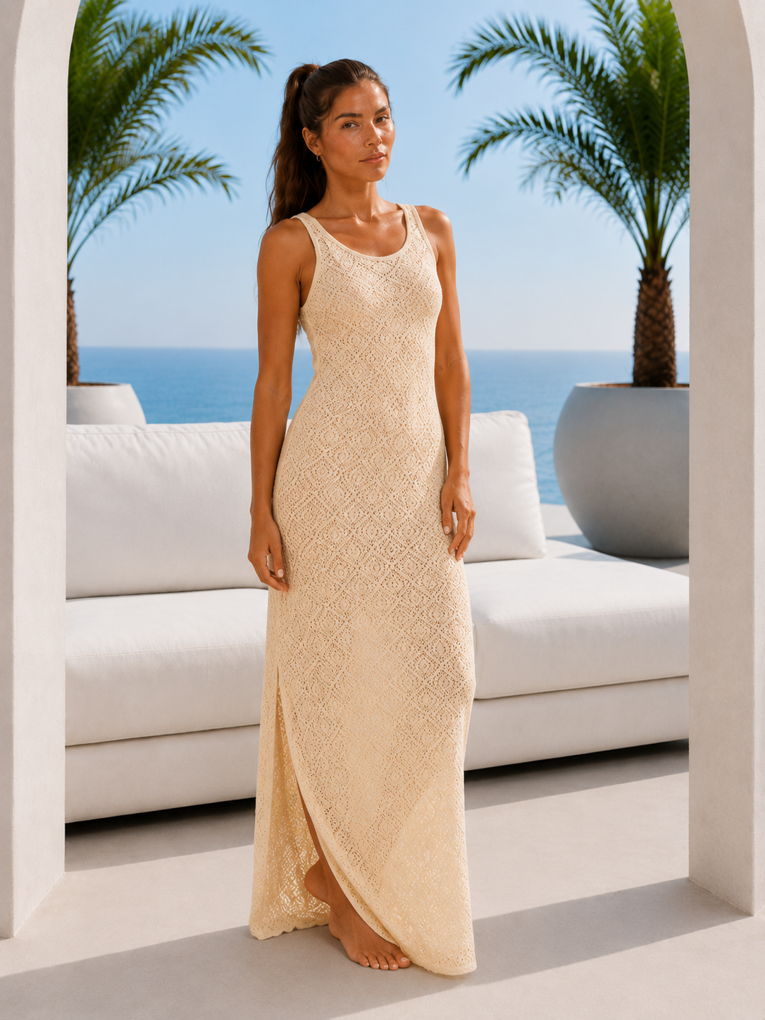 Open-Knit Maxi Dress