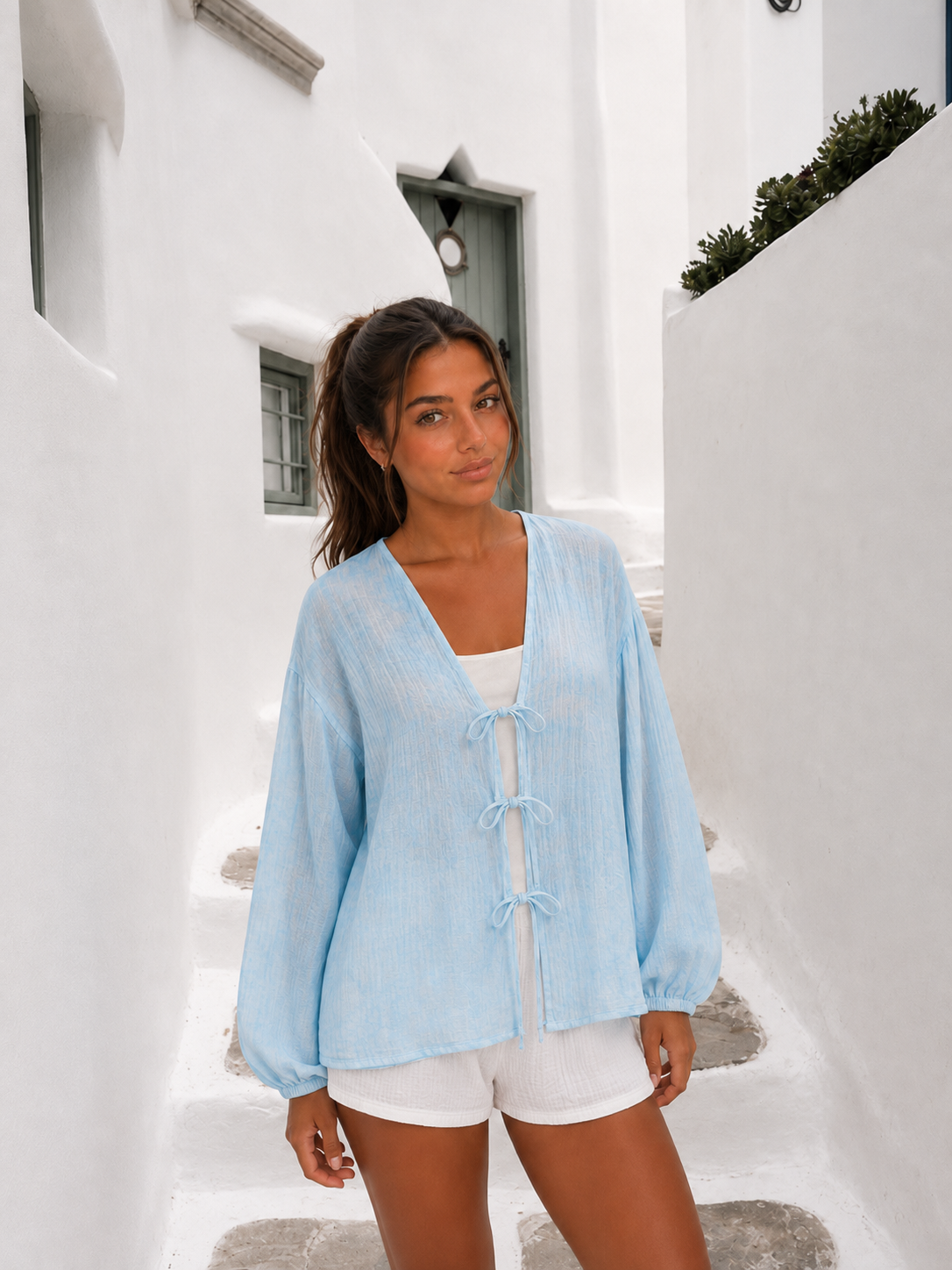 Ribbon Tie Blouse.