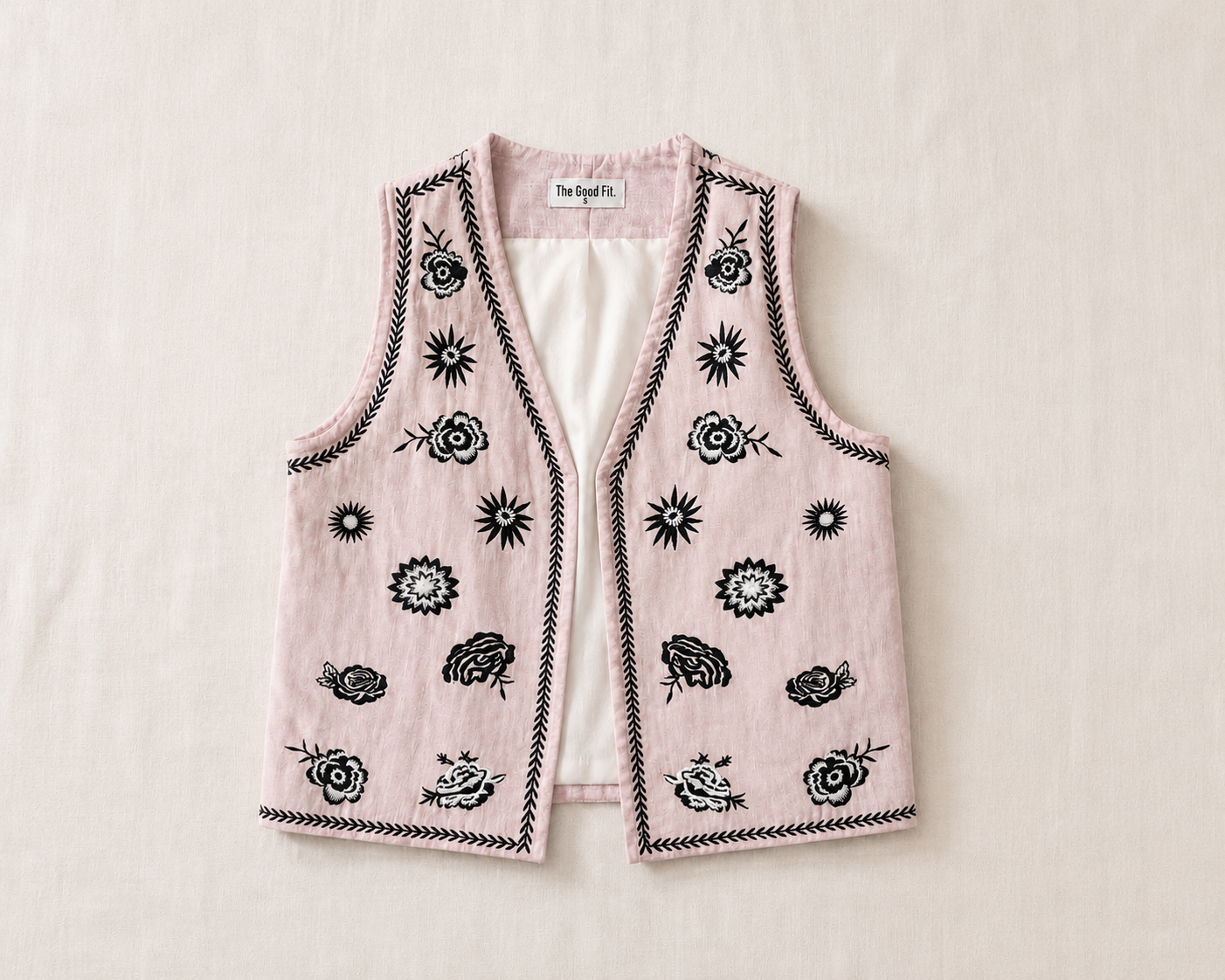 Embroidered Linen Vest.