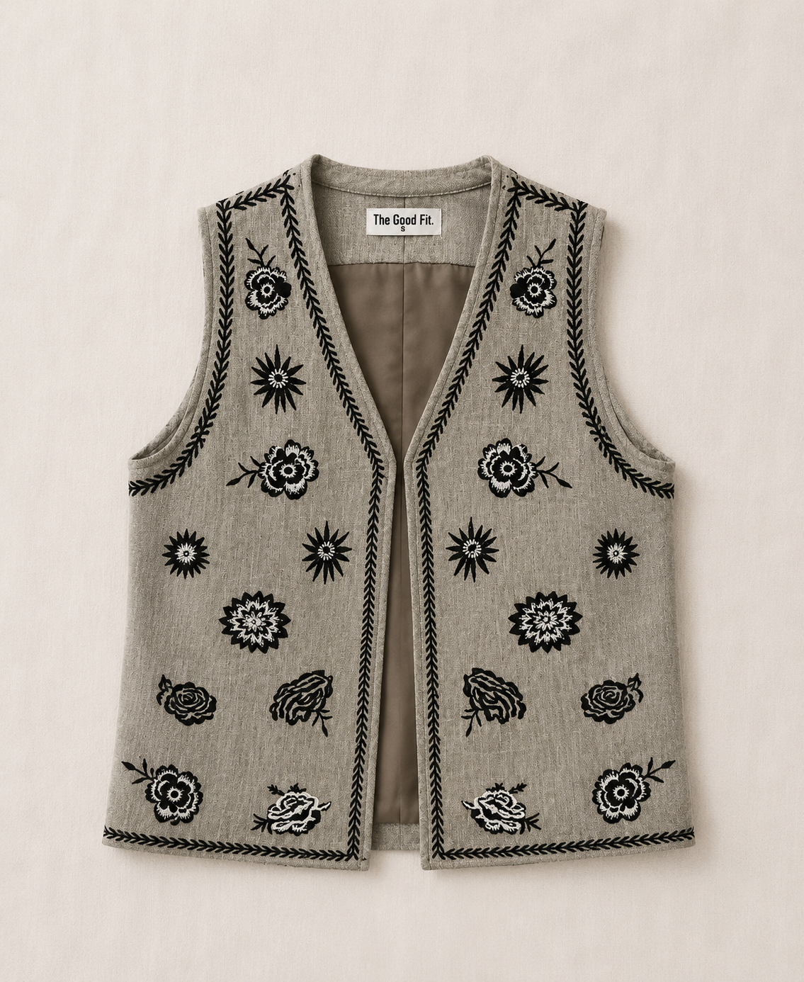 Embroidered Linen Vest.