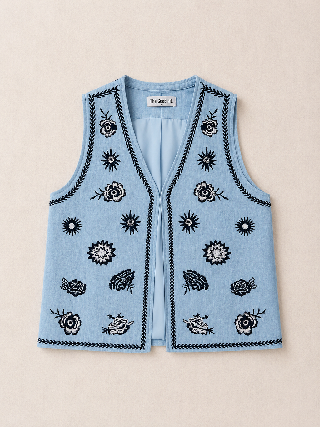 Embroidered Linen Vest.
