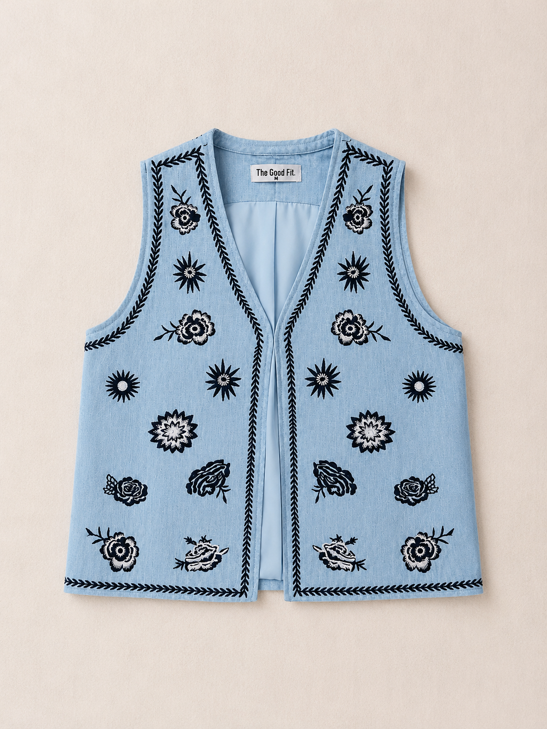 Embroidered Linen Vest.