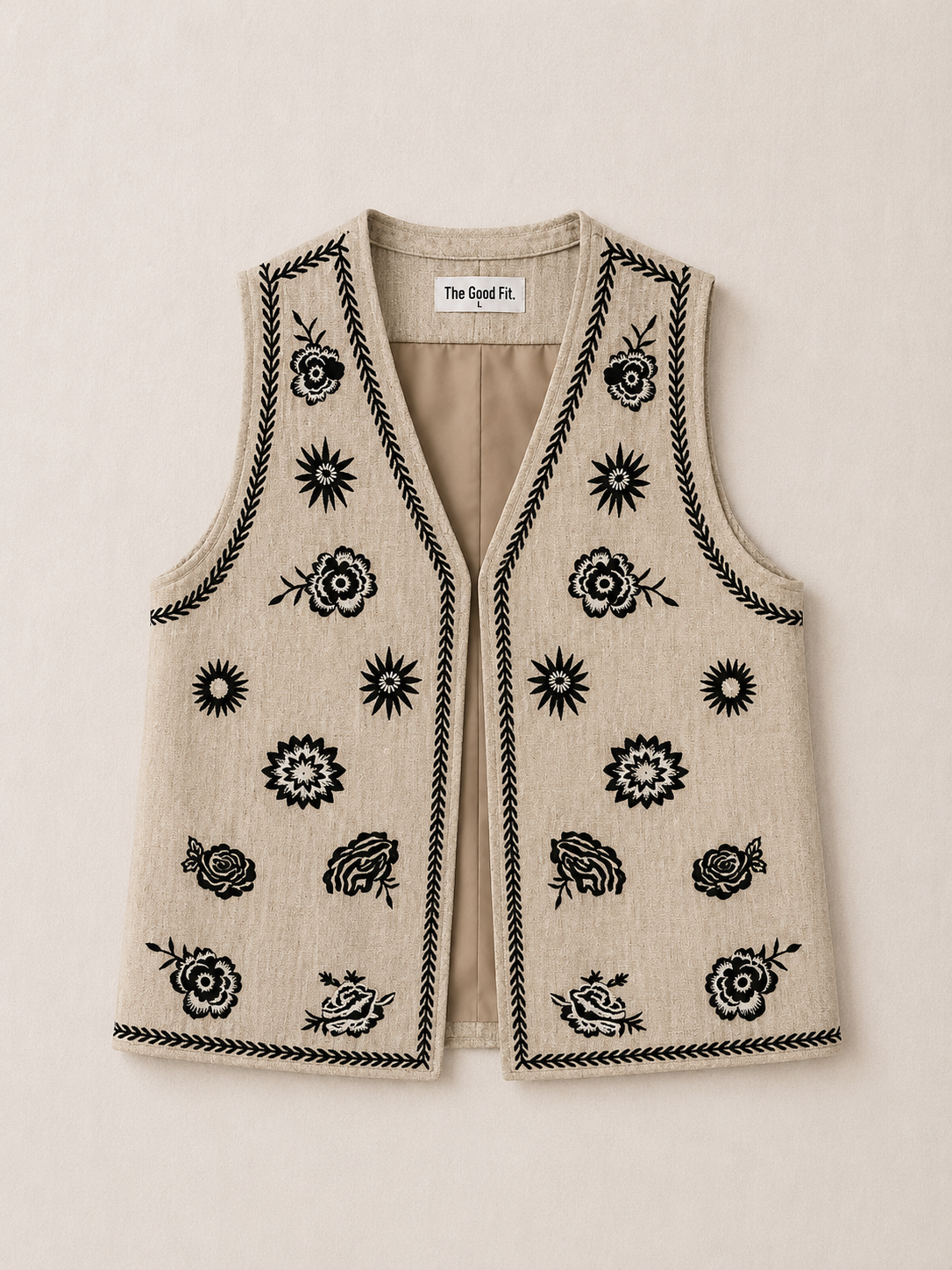 Embroidered Linen Vest.