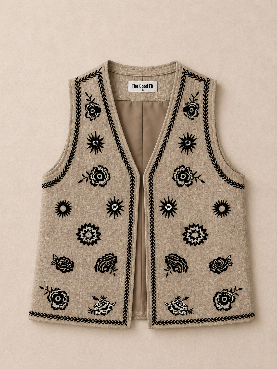 Embroidered Linen Vest.