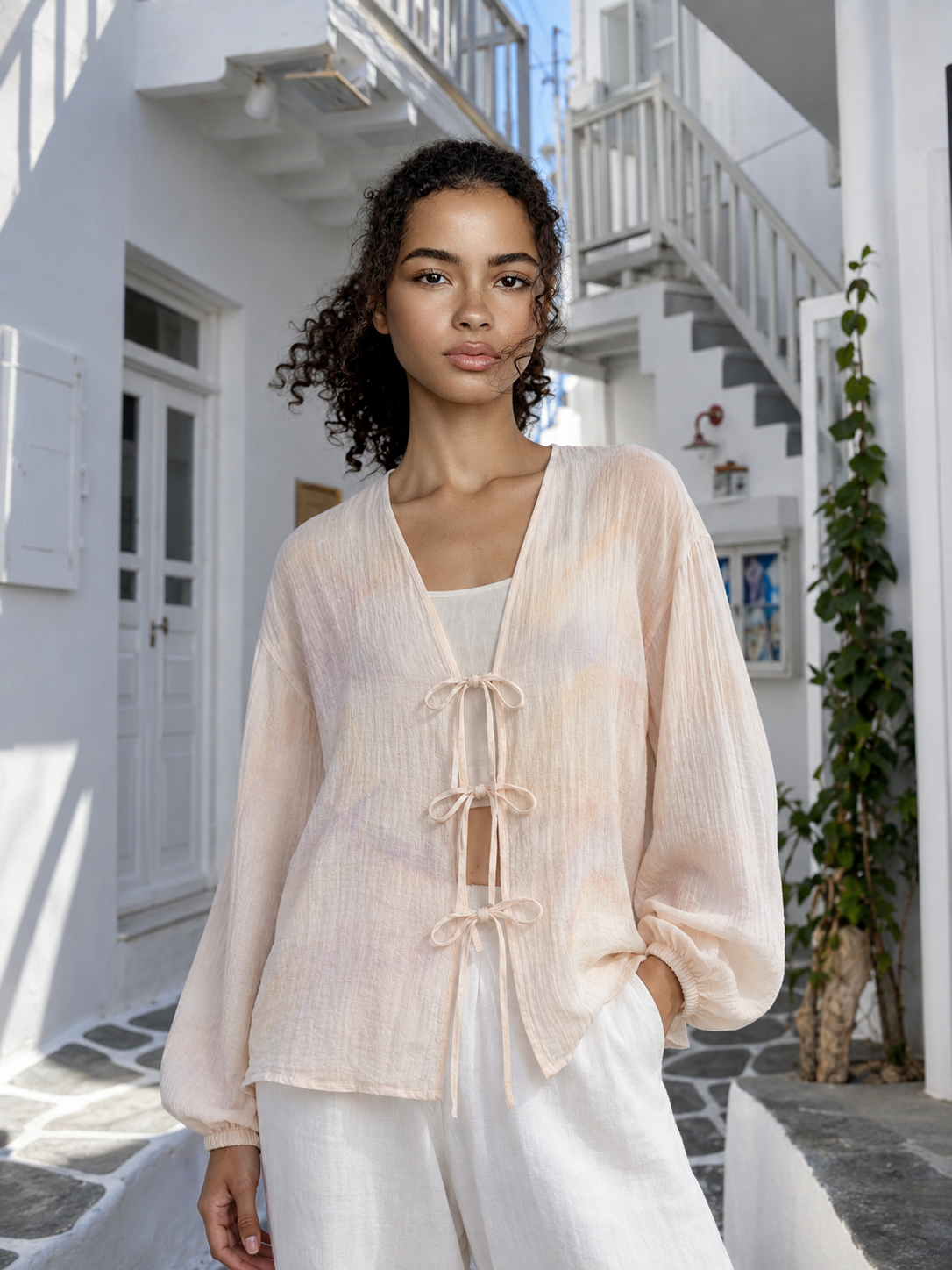 Ribbon Tie Blouse.