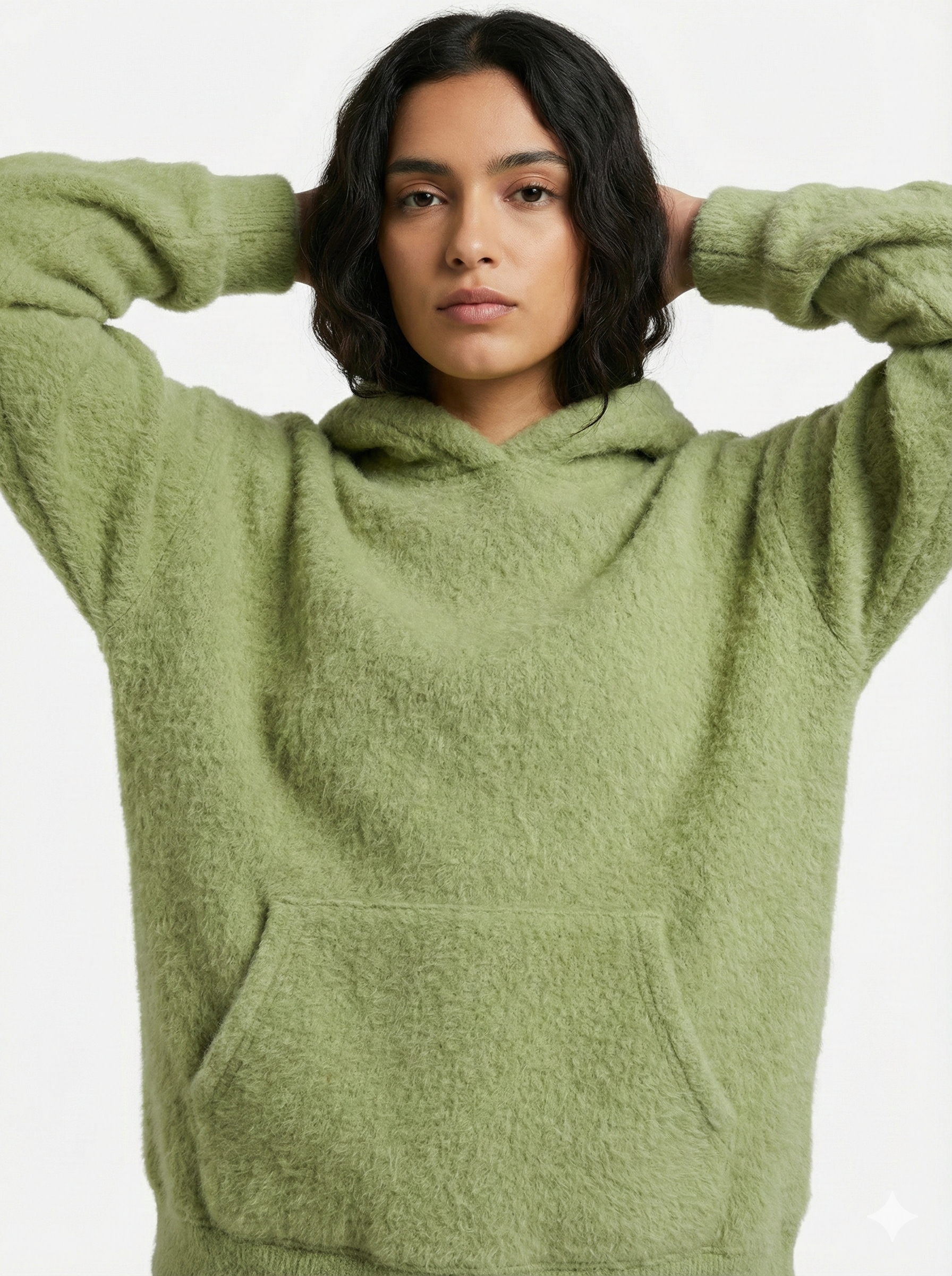 Mohair Knit Hoodie.