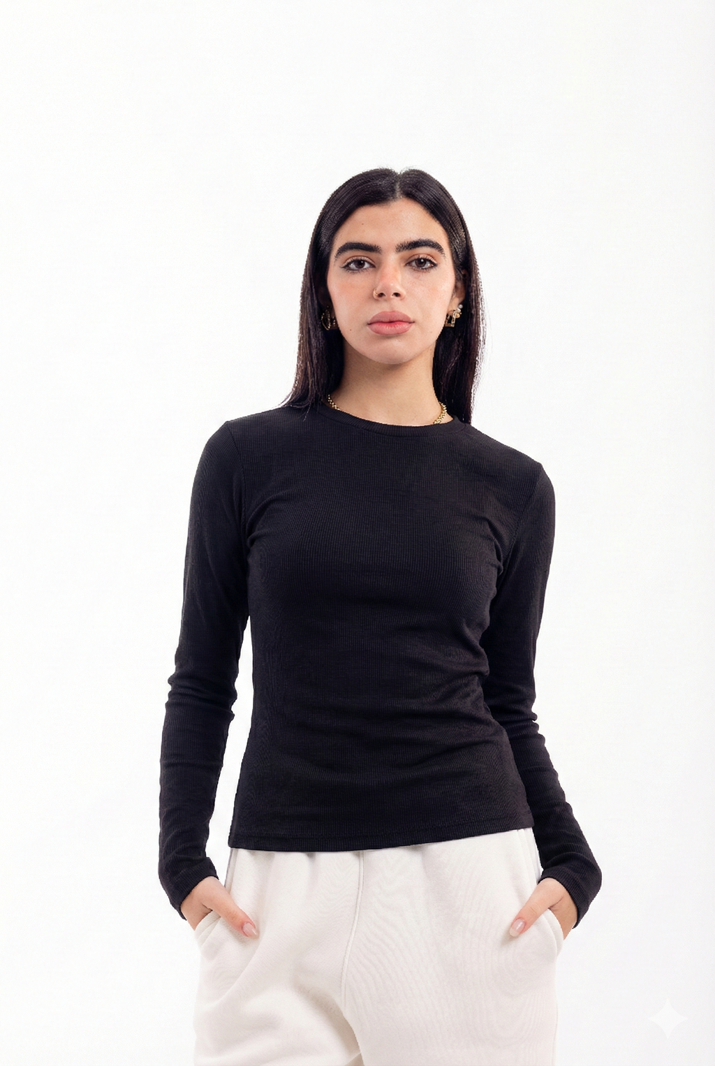 Long Sleeve Ribbed Top.
