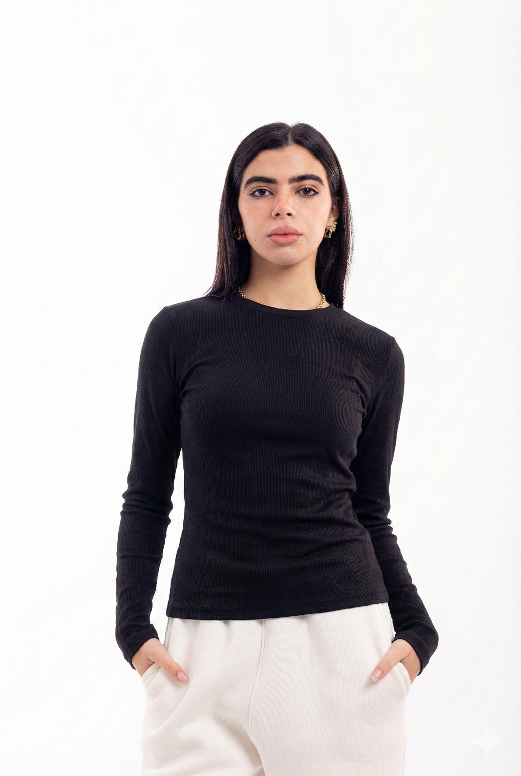 Long Sleeve Ribbed Top.