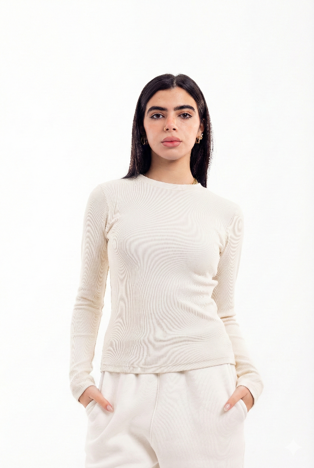 Long Sleeve Ribbed Top.