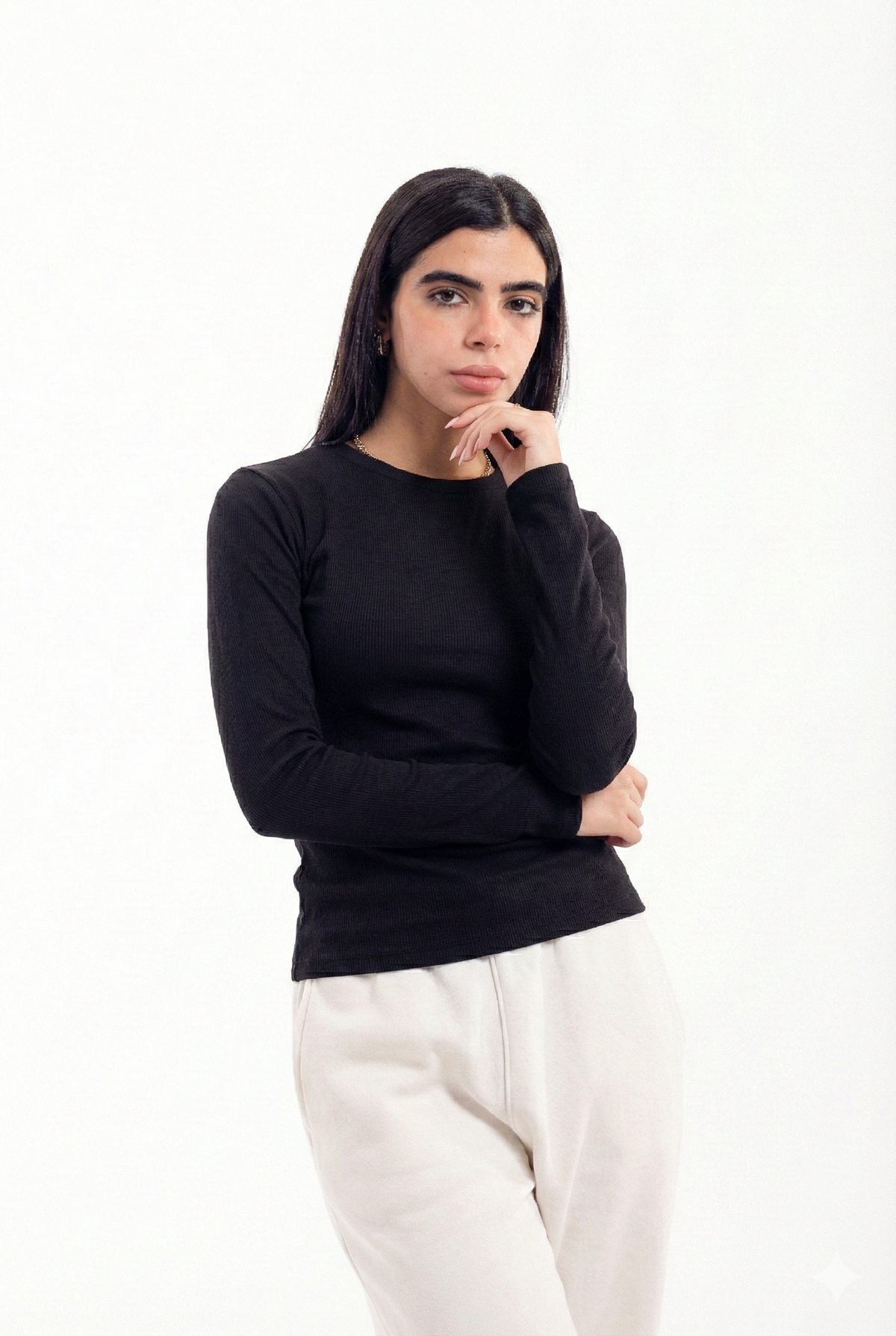 Long Sleeve Ribbed Top.