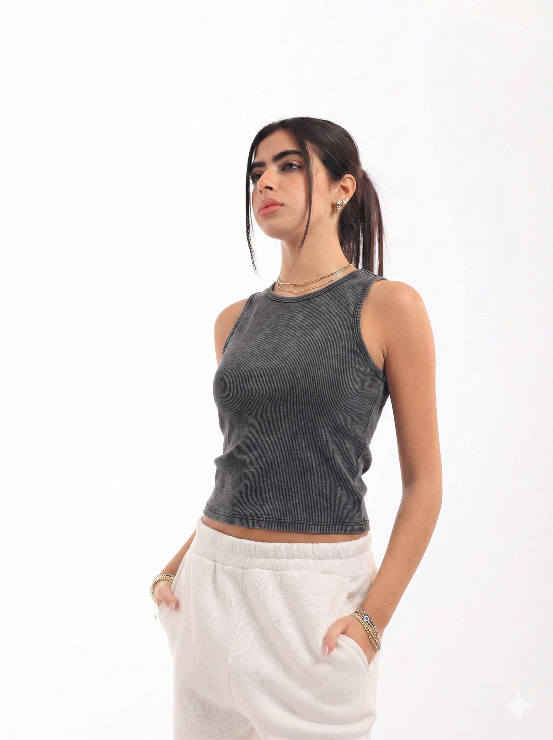 Stonewashed Ribbed Top.