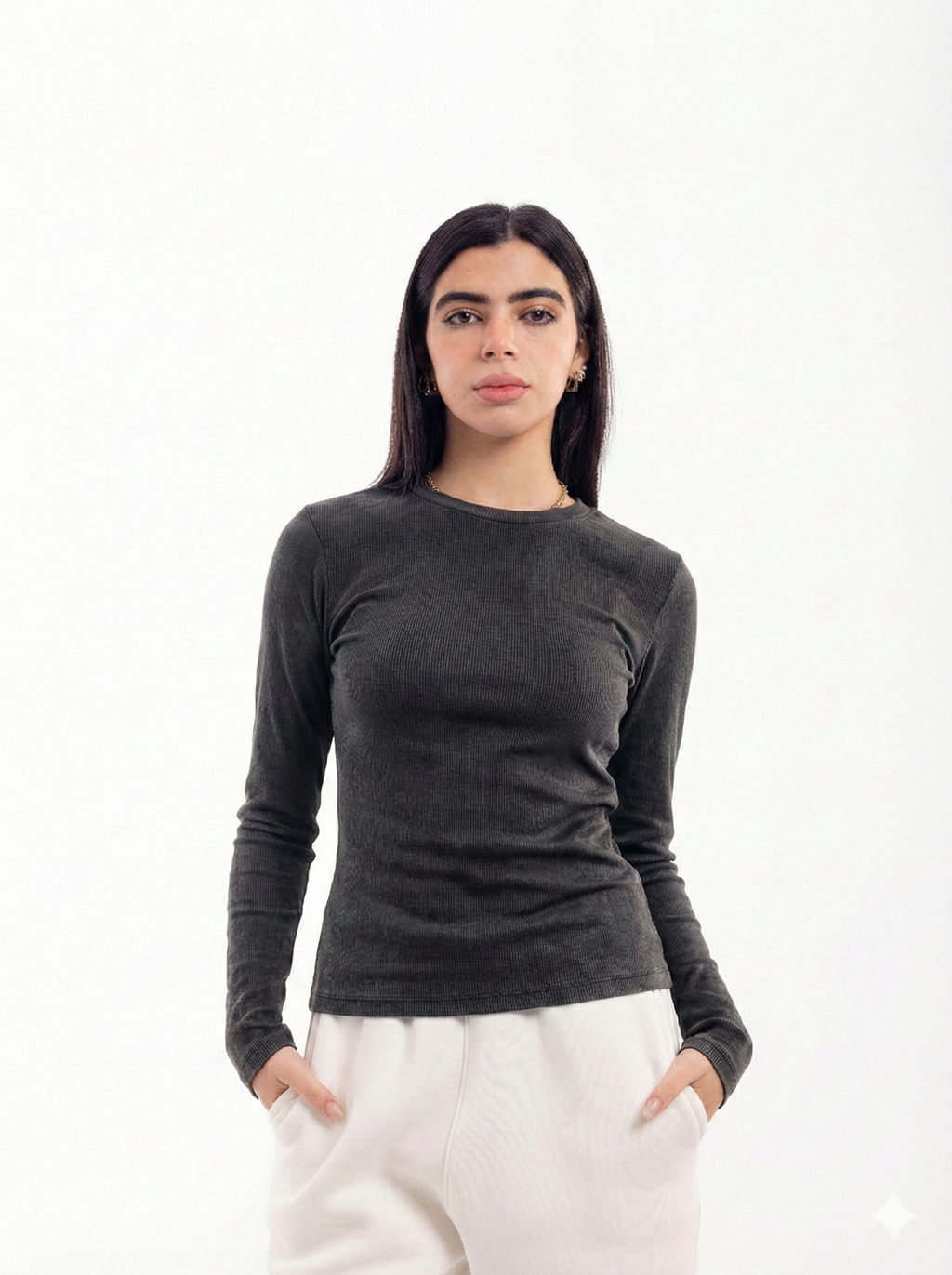 Long Sleeve Ribbed Top.