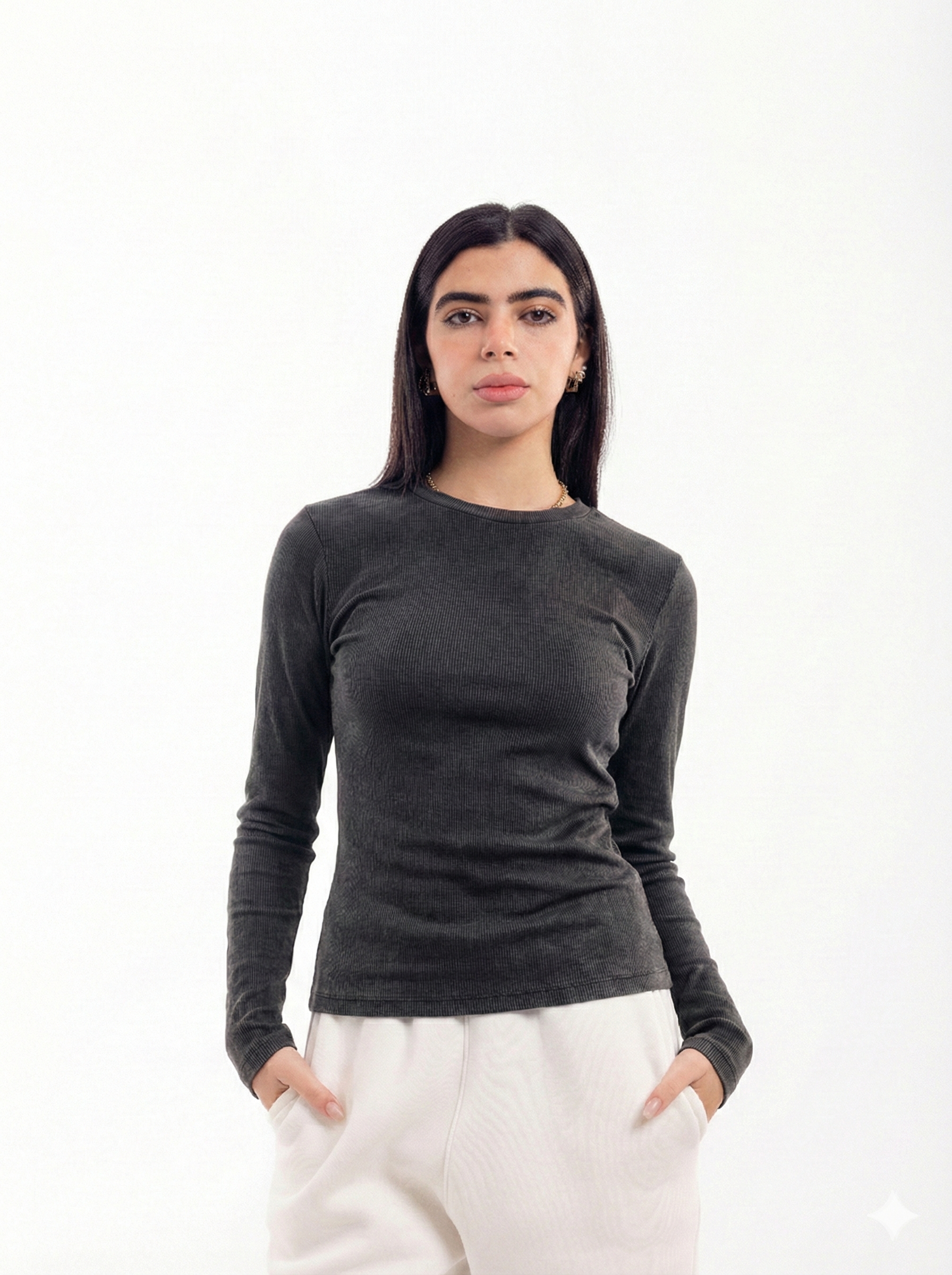 Long Sleeve Ribbed Top.