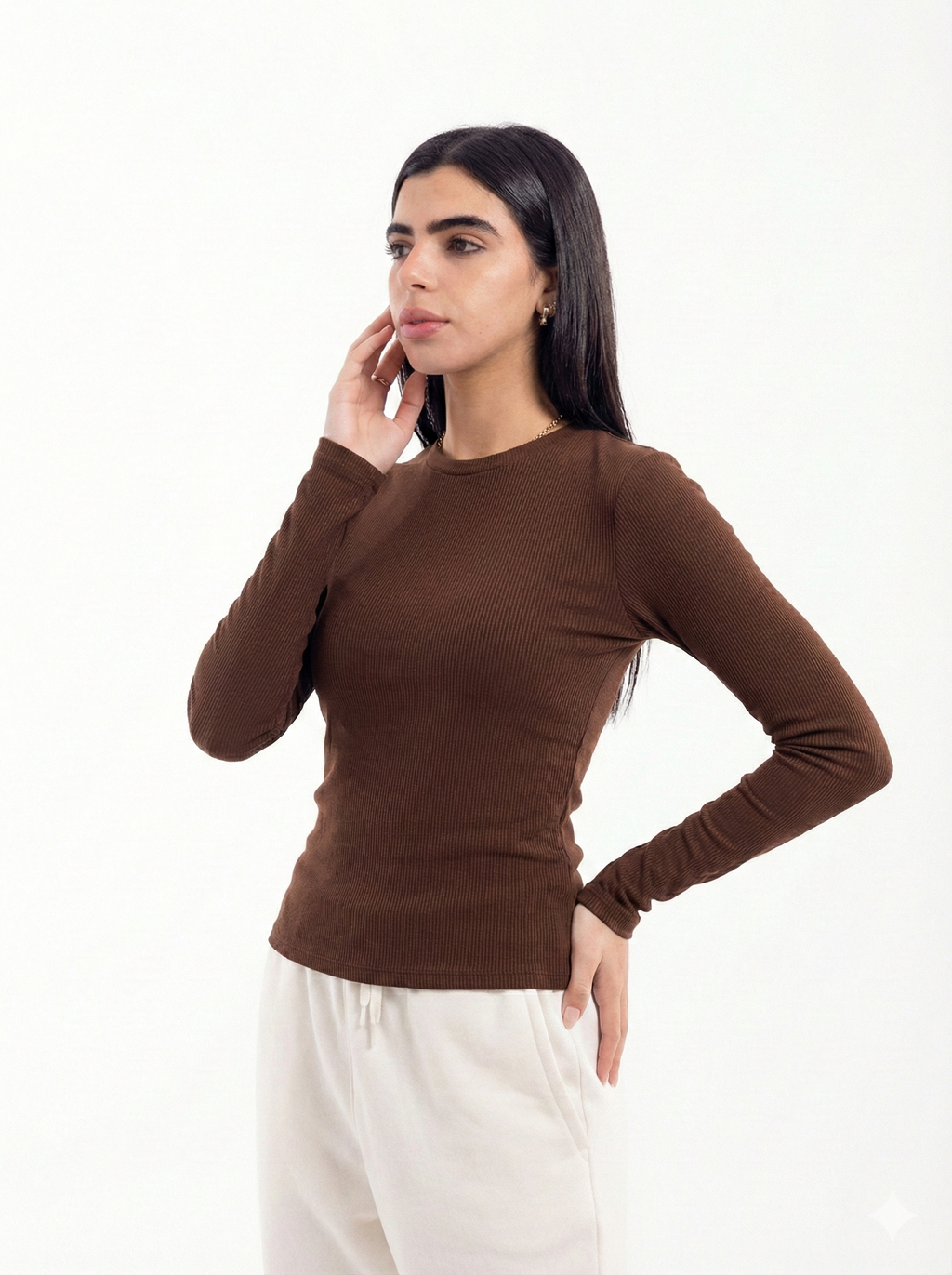 Long Sleeve Ribbed Top.