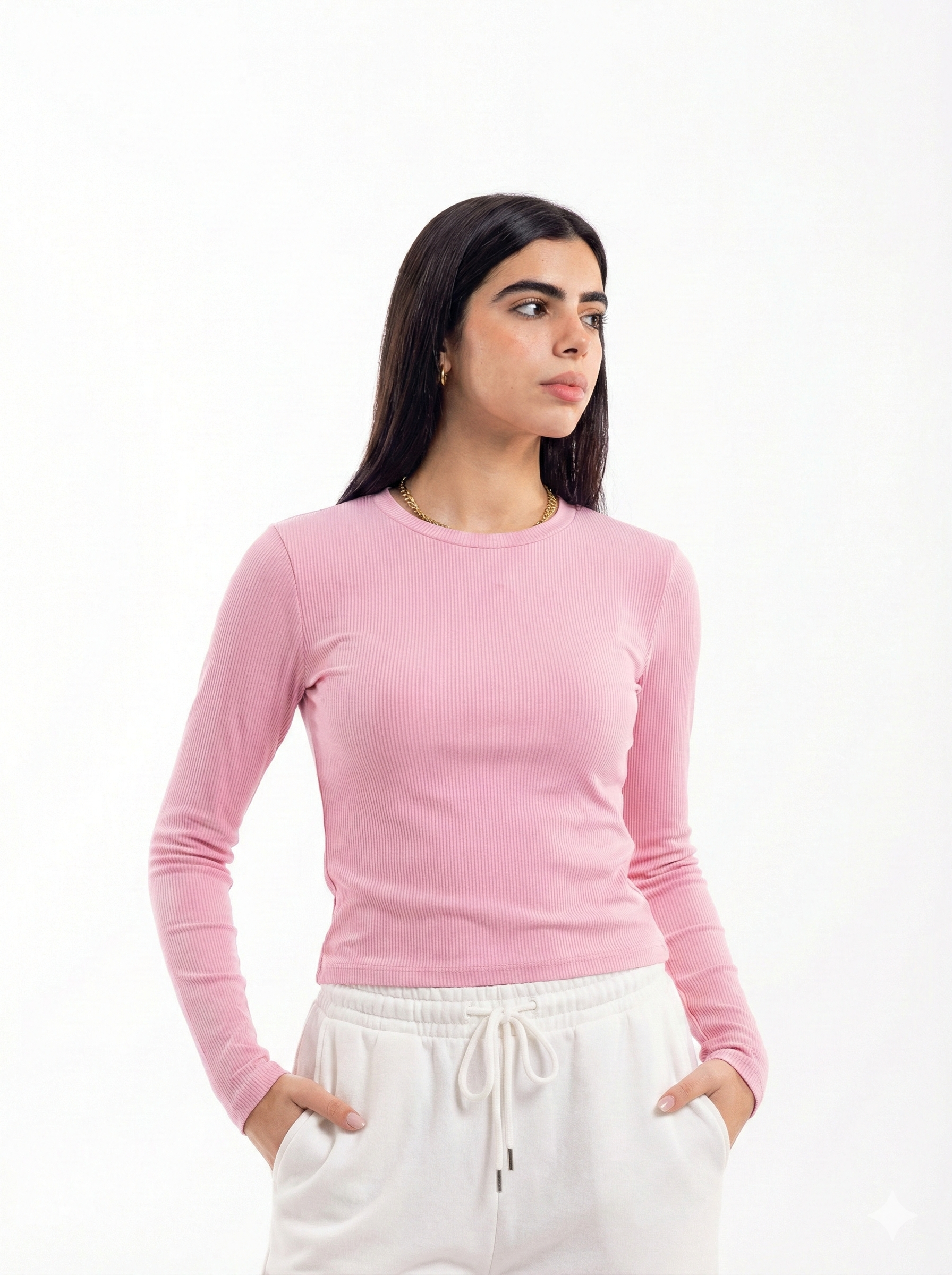 Long Sleeve Ribbed Top.