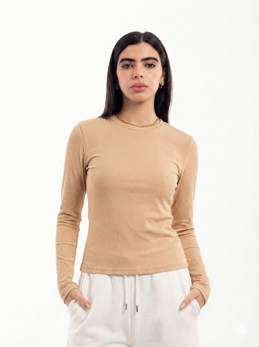 Long Sleeve Ribbed Top.