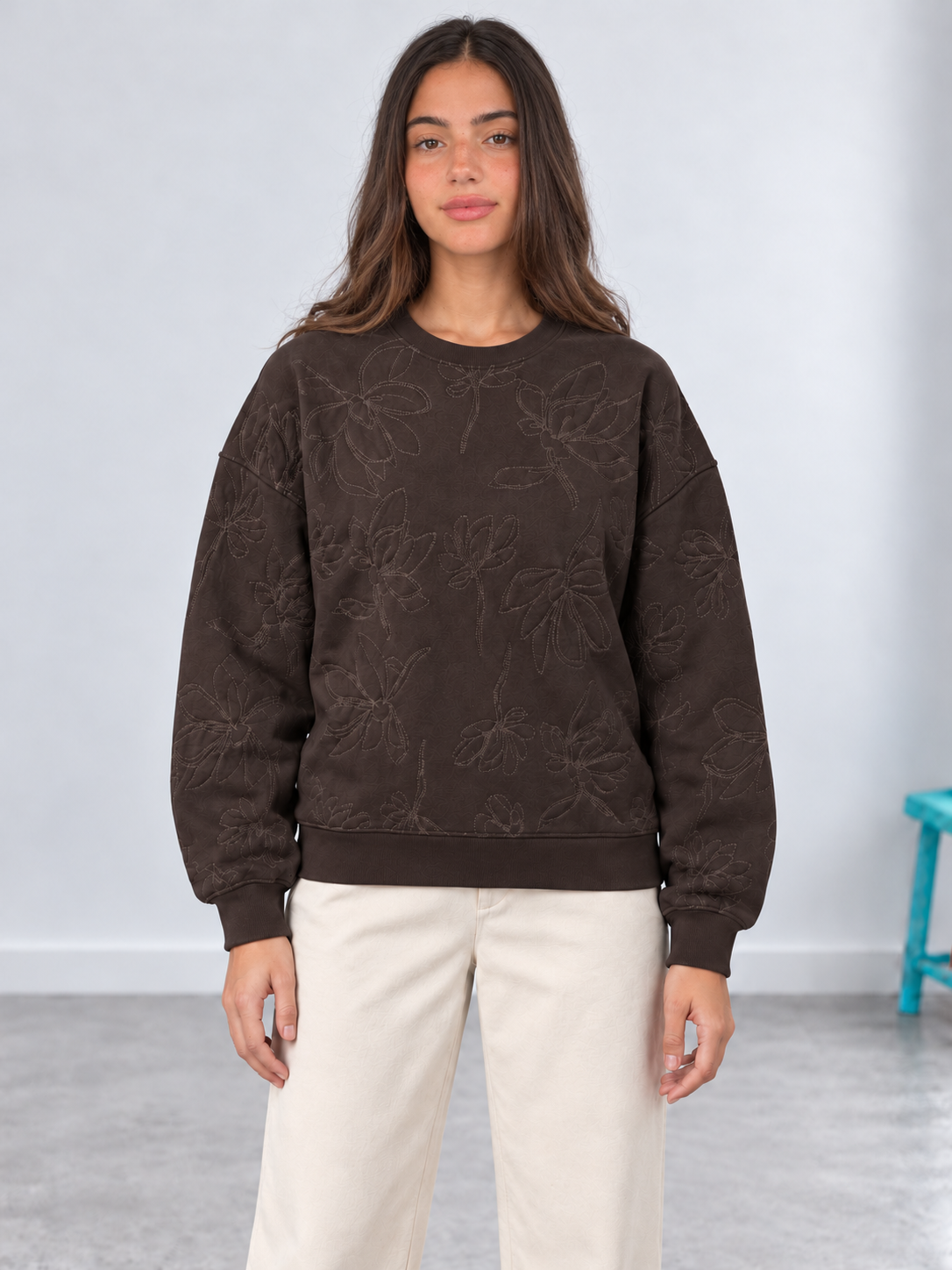 Floral Embroidered Sweatshirt.